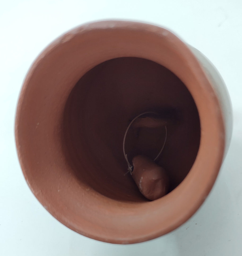 Handmade Ceramic Bell | Rustic Brown Stoneware Garden Decor