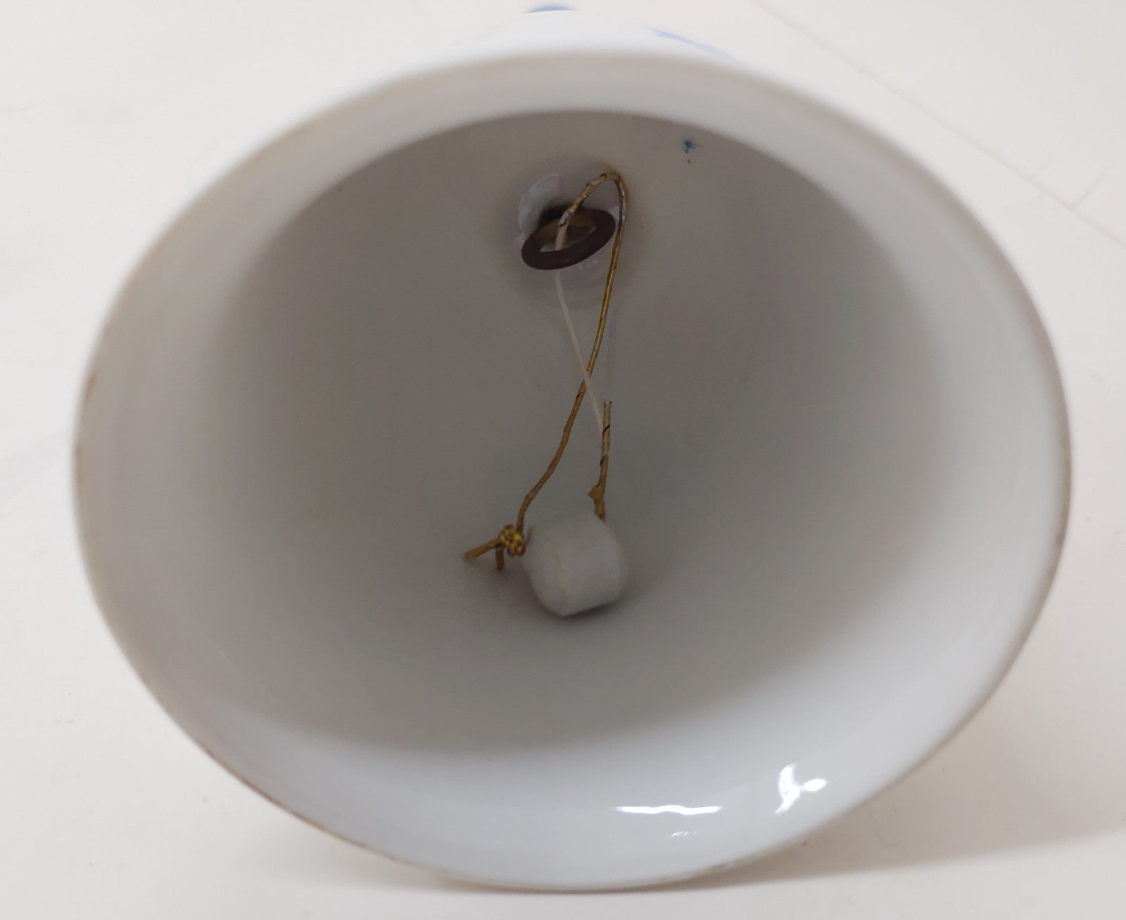 Vintage "Welcome Friends" Ceramic Hand Bell | Blue Wooden Handle Duck DecoR