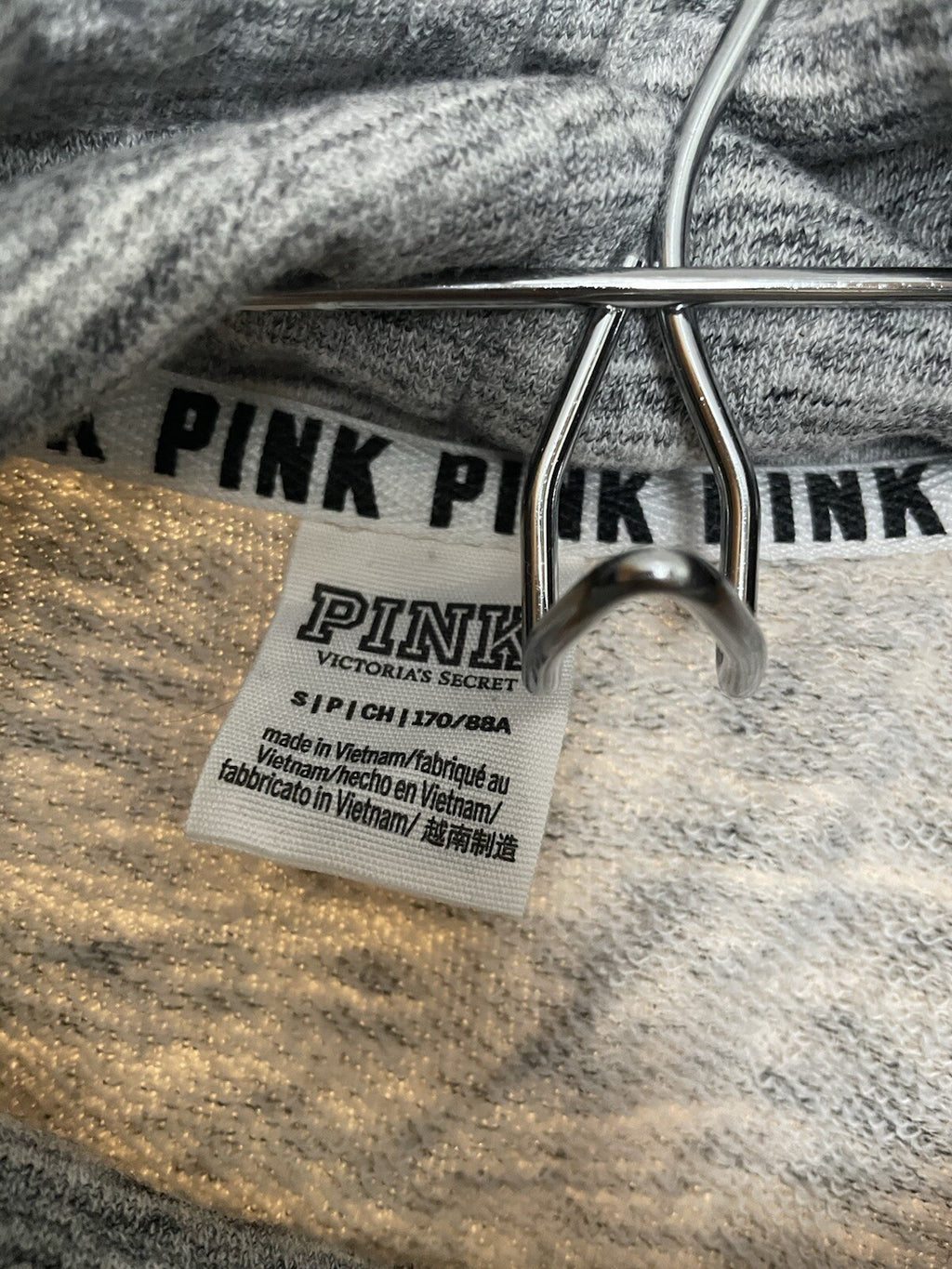 PINK VS Colorblock Pullover Sweater L Grey Cozy Fleece Loungewear Rare