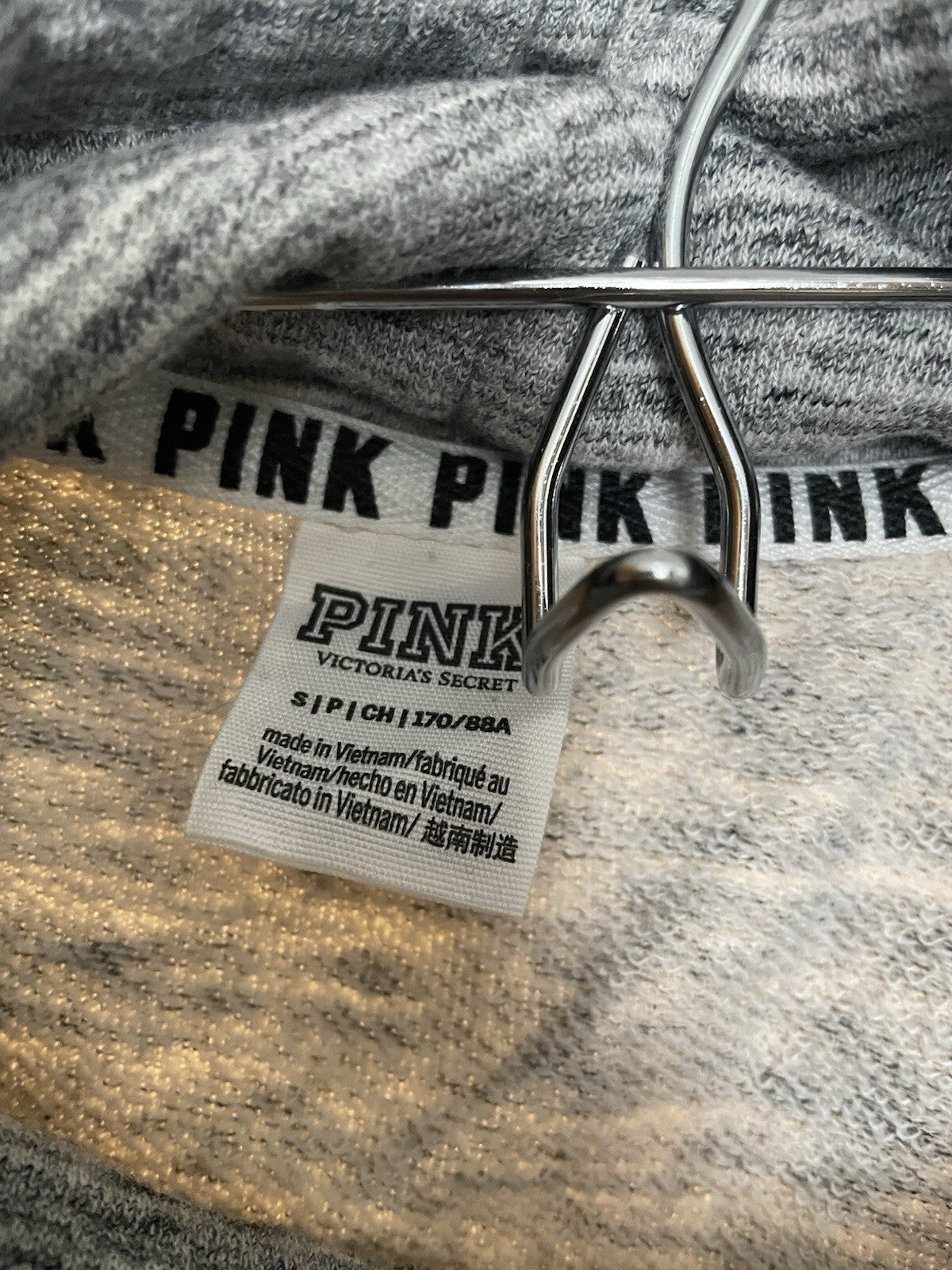 PINK VS Colorblock Pullover Sweater L Grey Cozy Fleece Loungewear Rare
