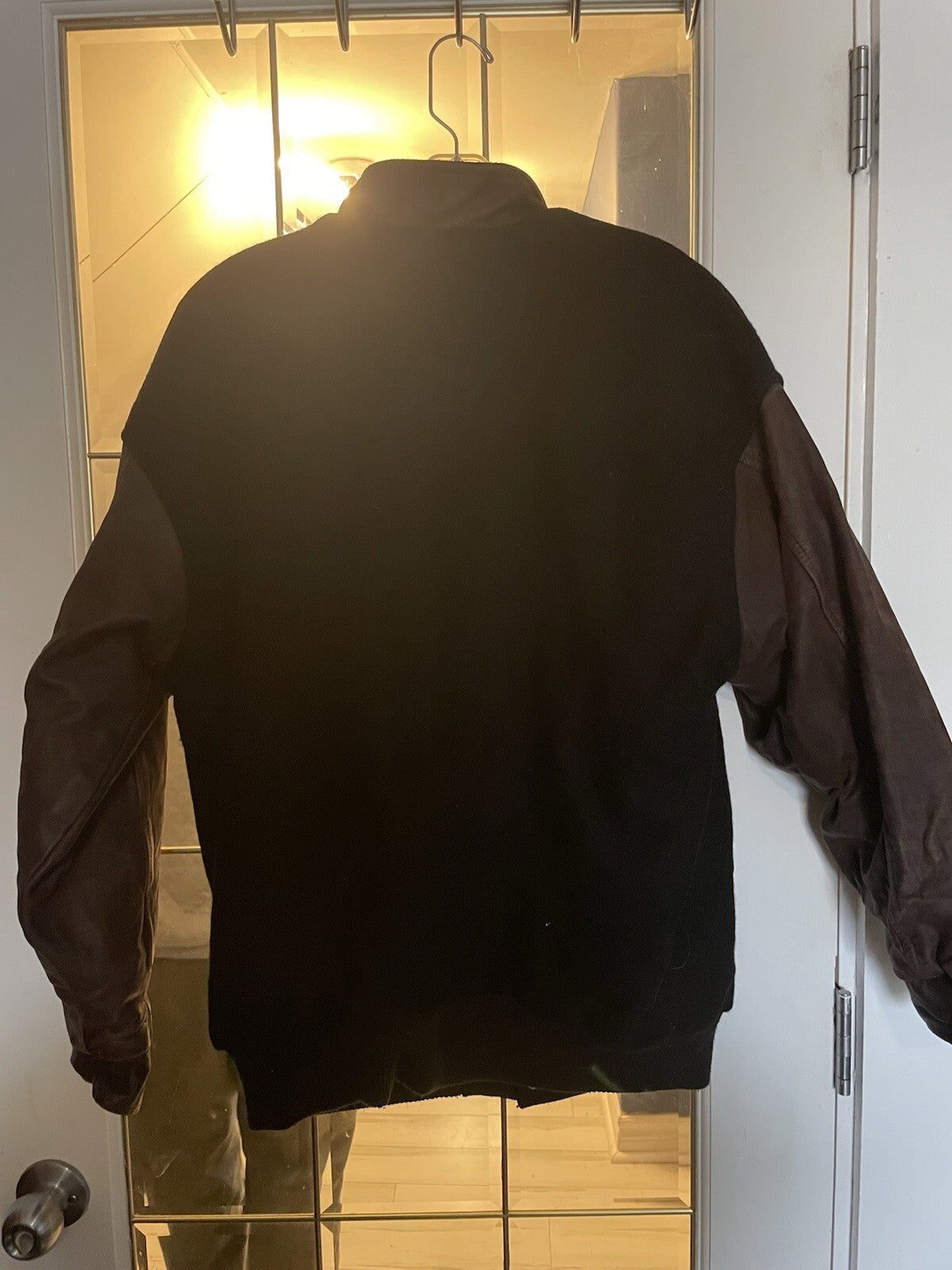 Trimark Black Brown Varsity Jacket Vintage Men's Size Large Jacket Coat