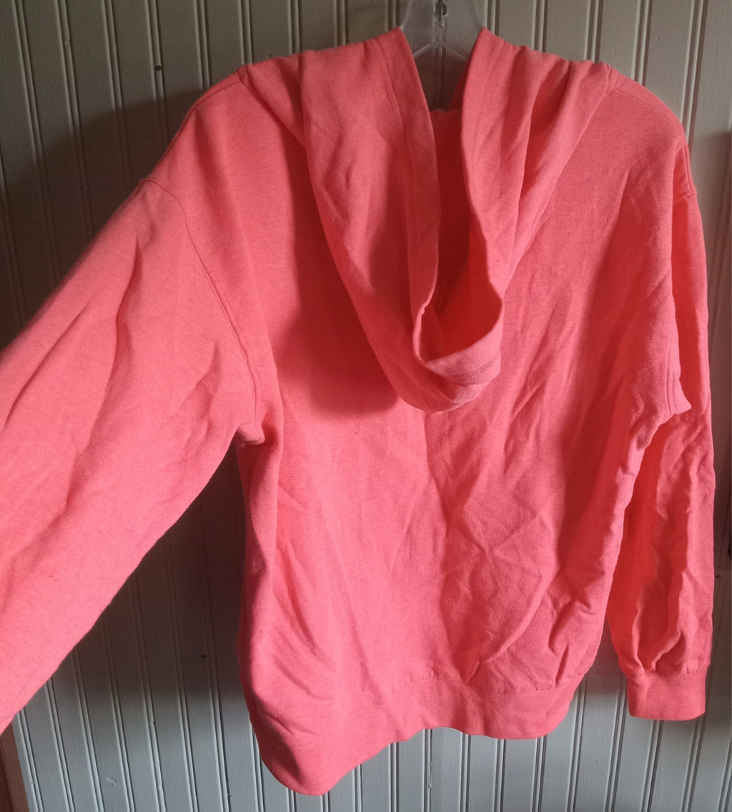 Pink Zip-Up Hooded Sweater – Women's Small, Casual Long Sleeve Top