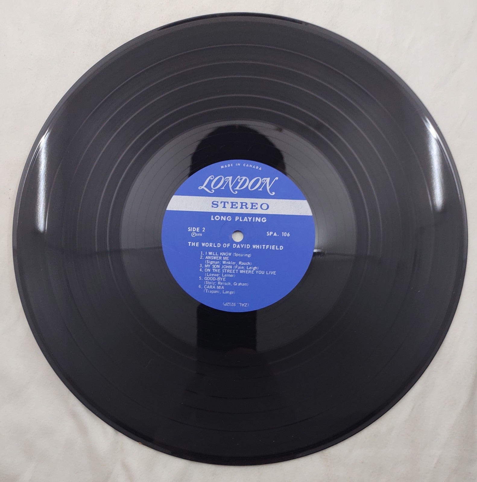 David Whitfield The World Of LP London SPA-106 Stereo Canada 1970 Vocal Vinyl LP