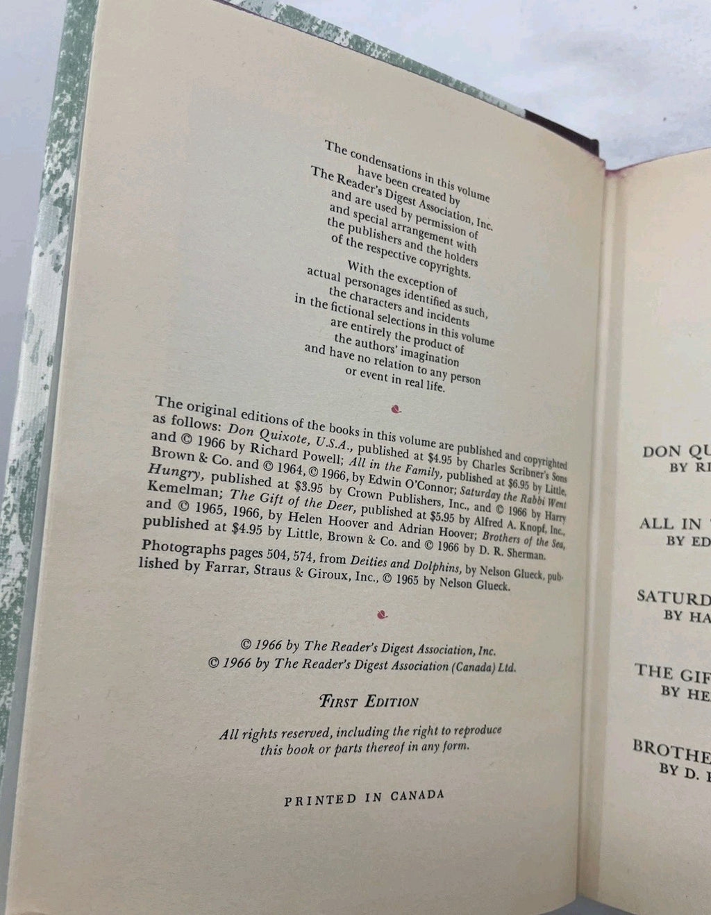 Vintage HC Readers Digest Condensed Books W Slipcover First Edition 1966