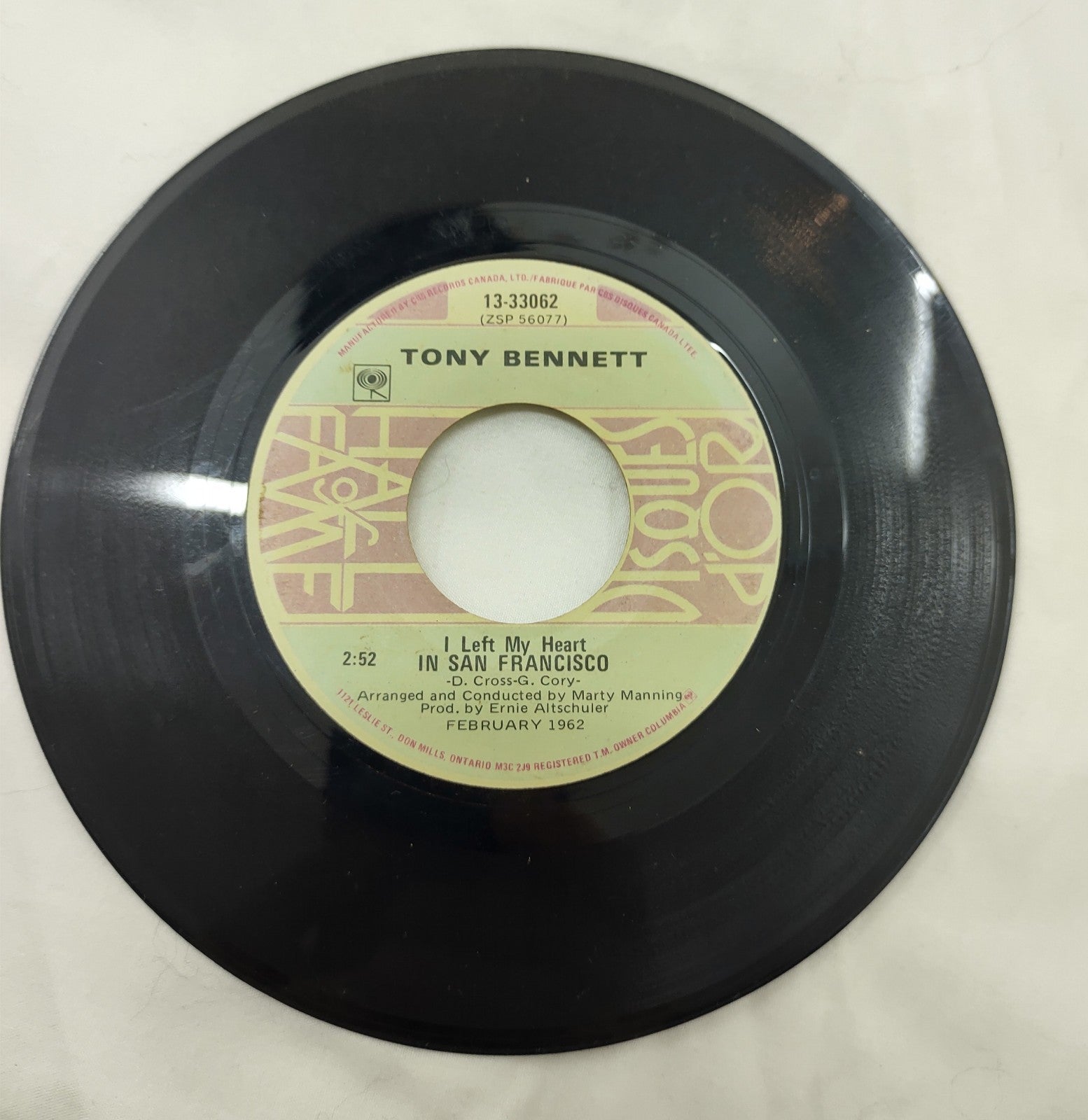 Tony Bennett: I Left My Heart in San Francisco 7" Single #13-33062 #ZSP56077
