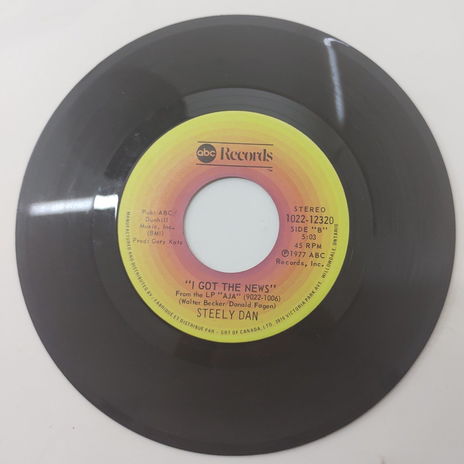 Steely Dan I Got the News / Peg 7" 45 Vinyl Single 1977 ABC 1022-12320