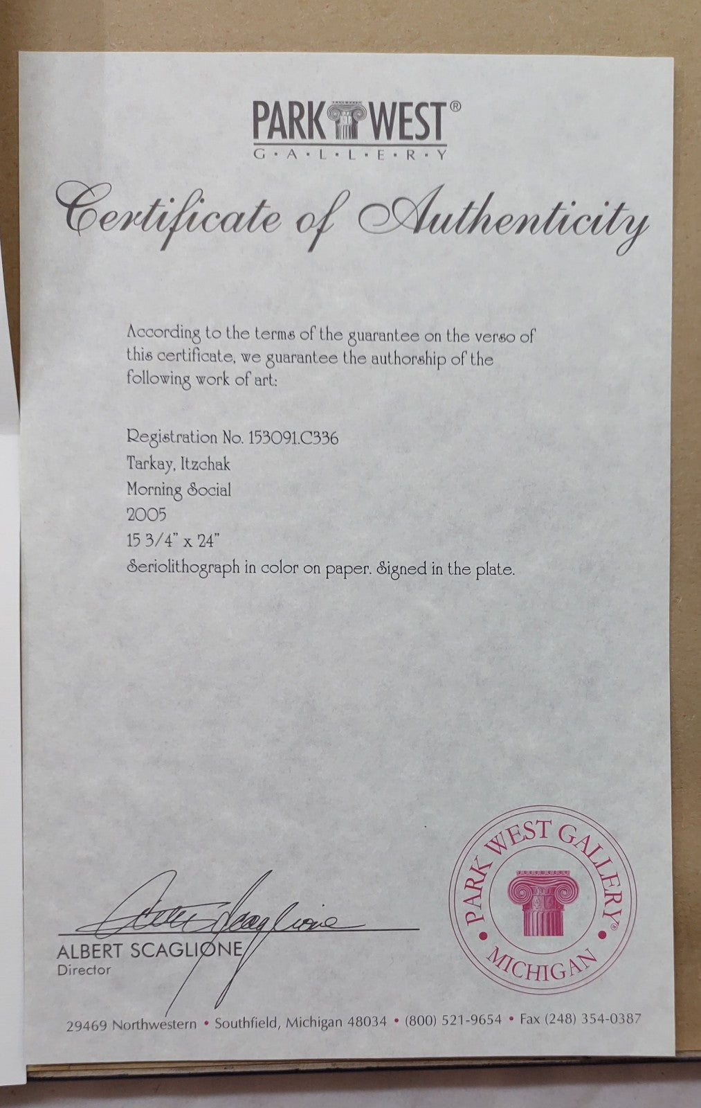 Itzchak Tarkay Morning Social Seriolithograph Framed Figurative Art