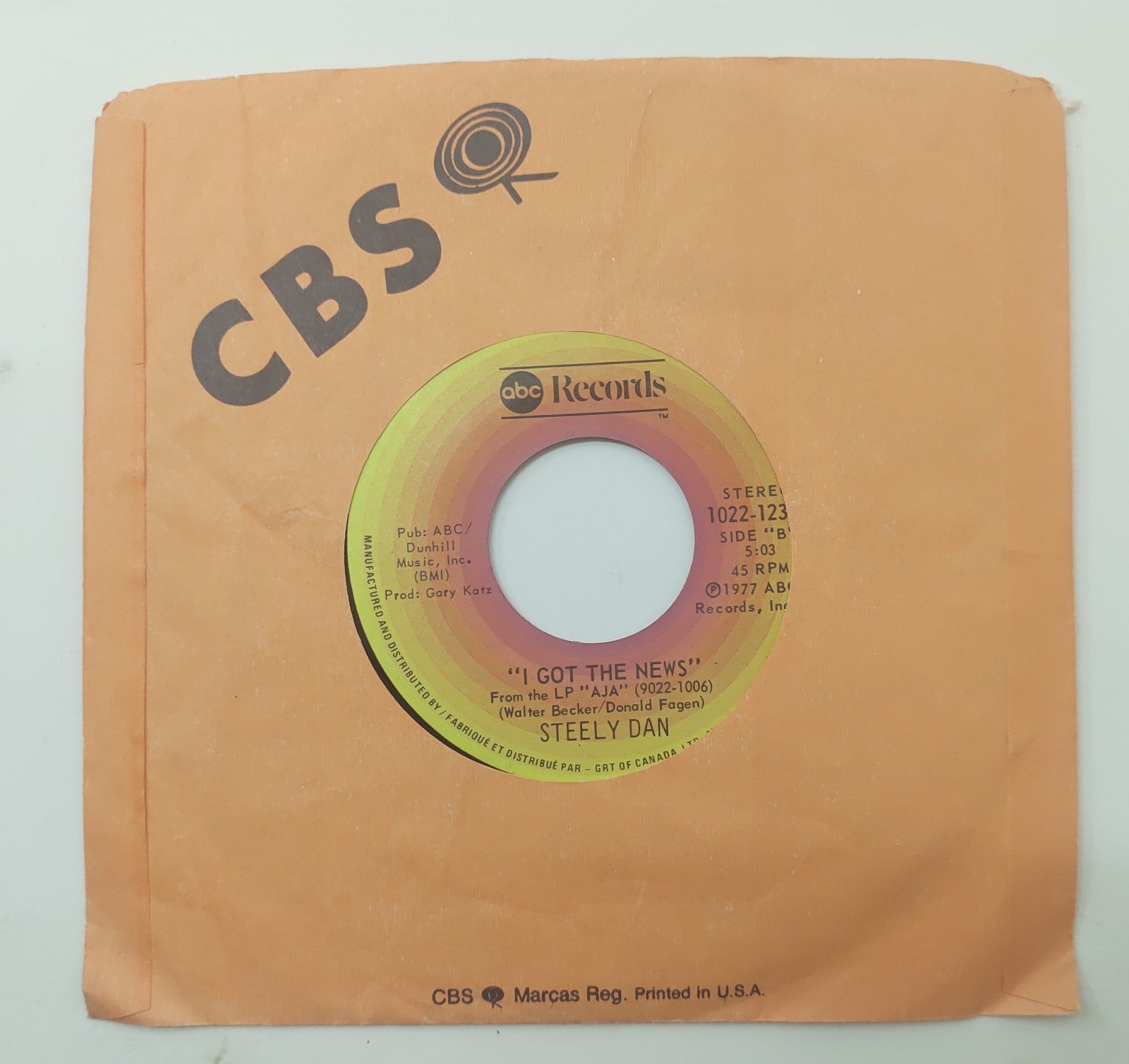 Steely Dan I Got the News / Peg 7" 45 Vinyl Single 1977 ABC 1022-12320