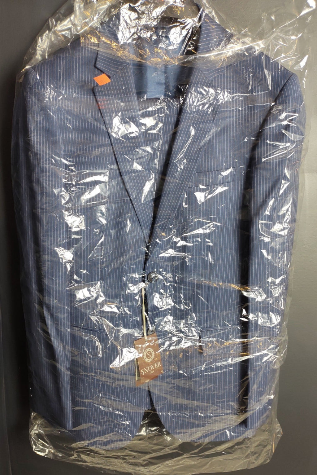 Snover Blue Pinstripe Suit Men's 38 Jacket/34W Pants 2-Pc Sharp Fit