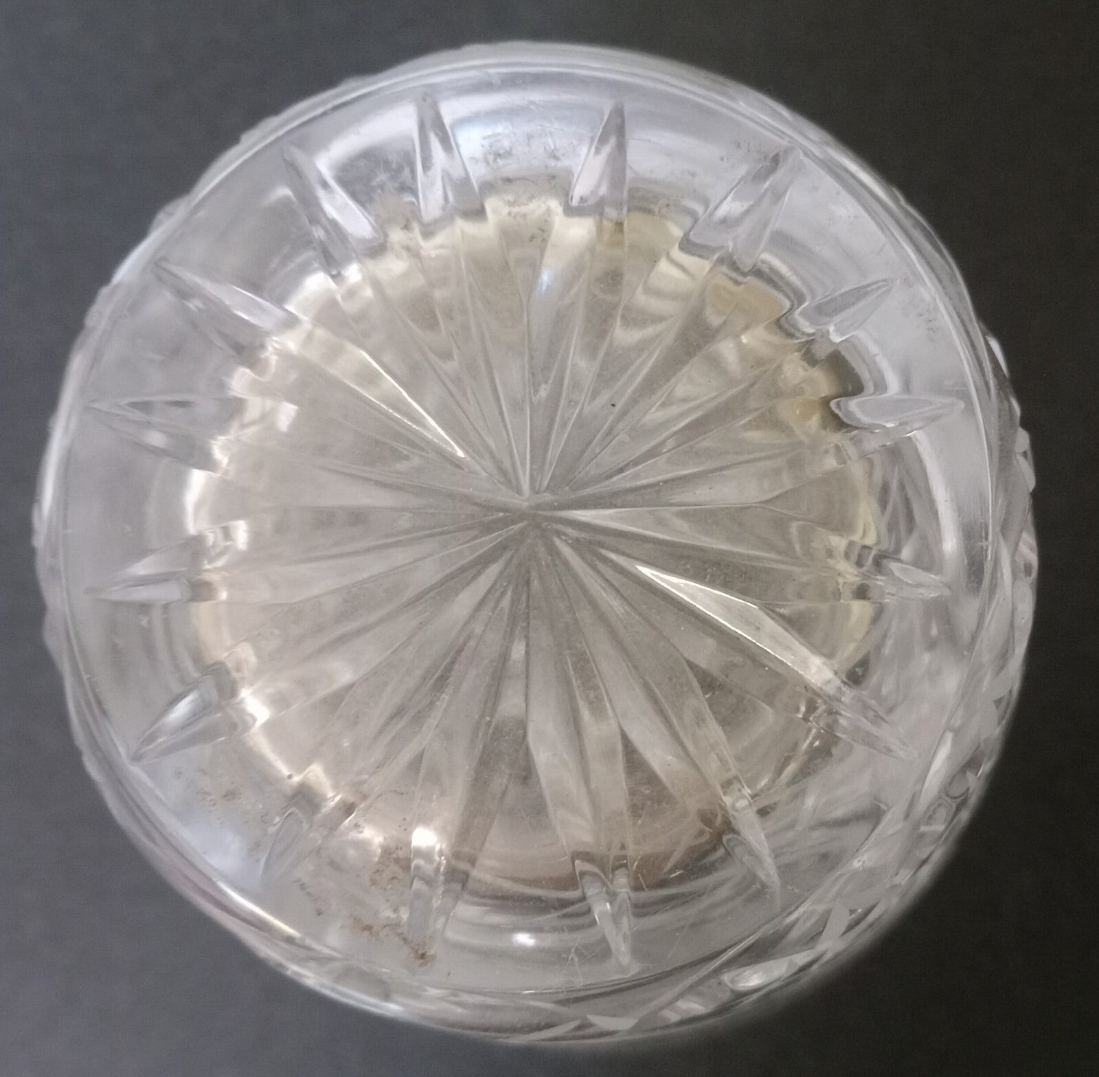 Vintage Cut Crystal Bowl – Star Pinwheel Pattern – Heavy Polished Glass