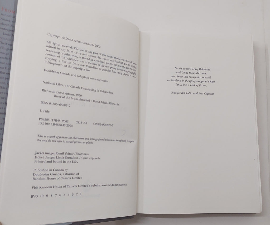 David Adams Richards River of the Brokenhearted 2003 Hardcover Fiction Novel