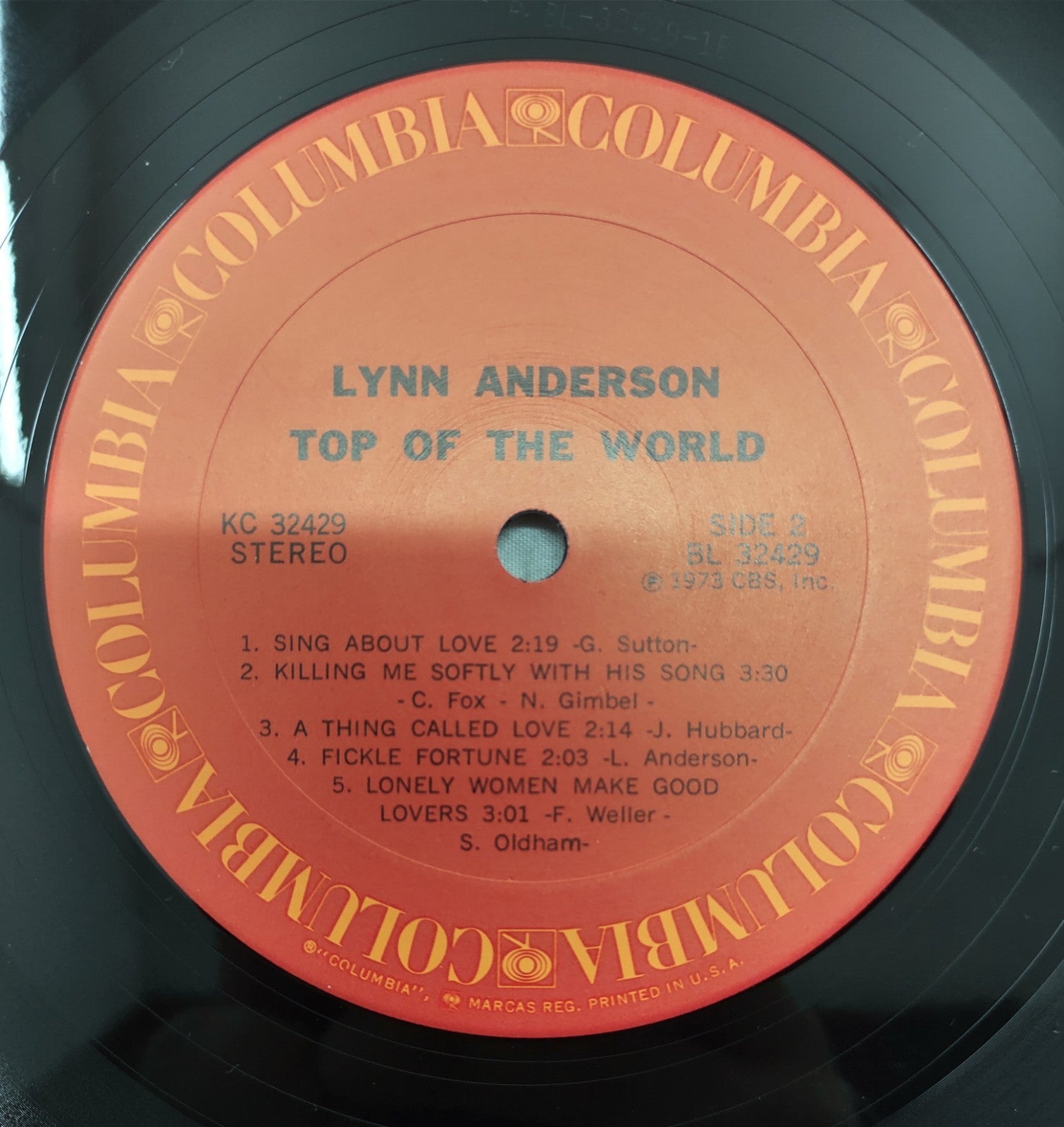 Lynn Anderson – Top of the World LP 1973 Columbia KC-32429