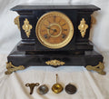 Antique 1886 Ansonia Cast Iron Figural Mantel Clock Empire Running Original