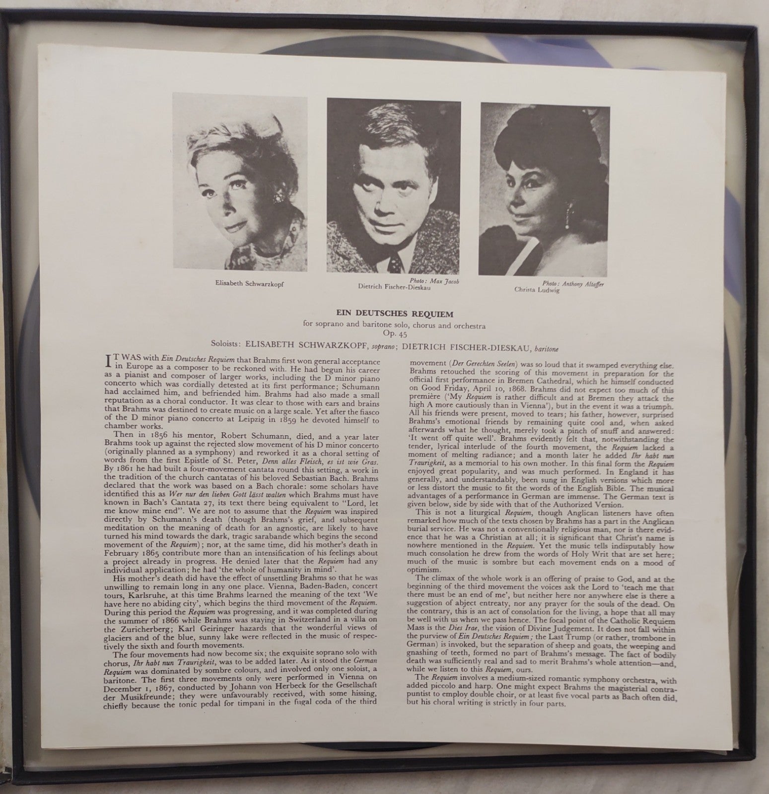 Brahms – Ein Deutsches Requiem LP Klemperer HMV ASD-2789 UK