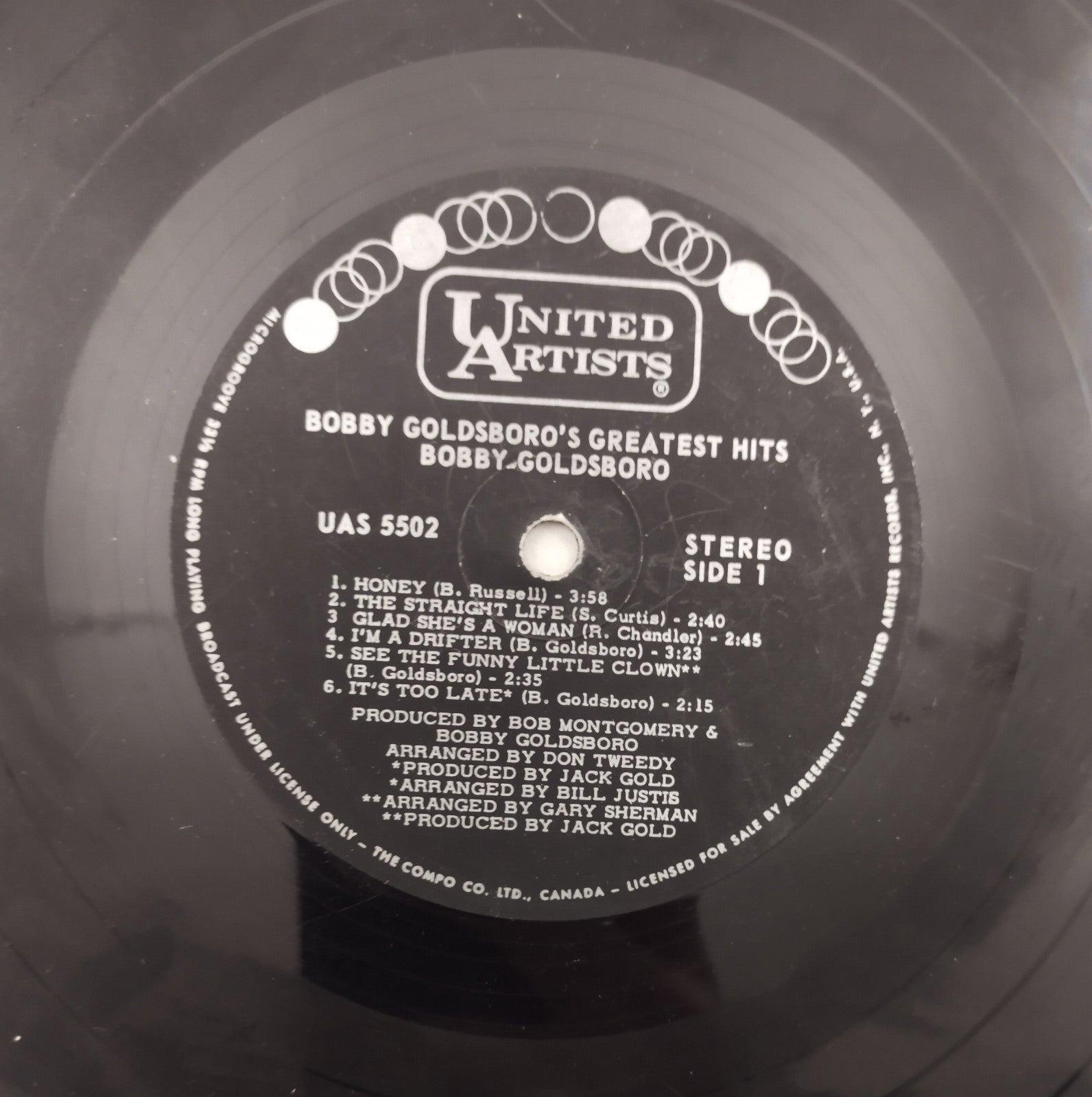 Bobby Goldsboro – Greatest Hits LP United Artists Canada
