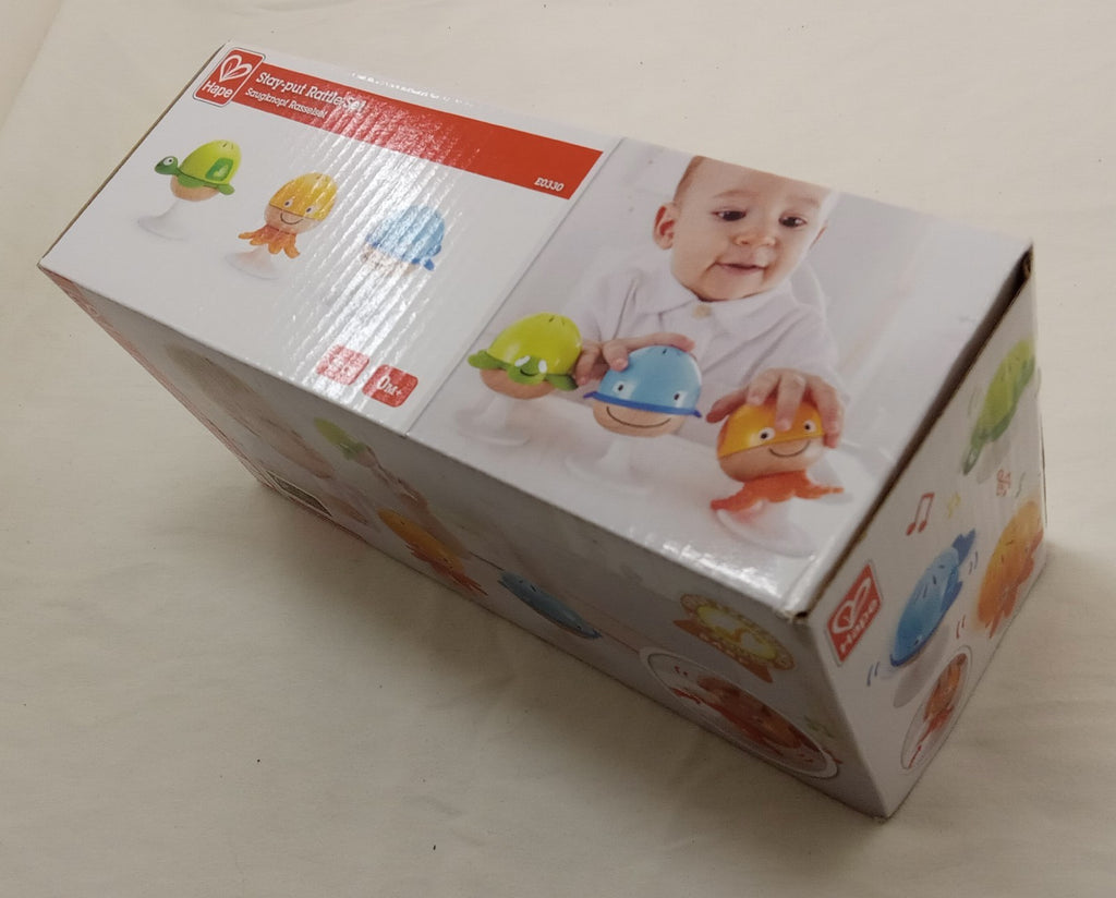 Hape Toys Stay-Put Rattle Set – Baby Sea Animal Rattles with Suction Cups