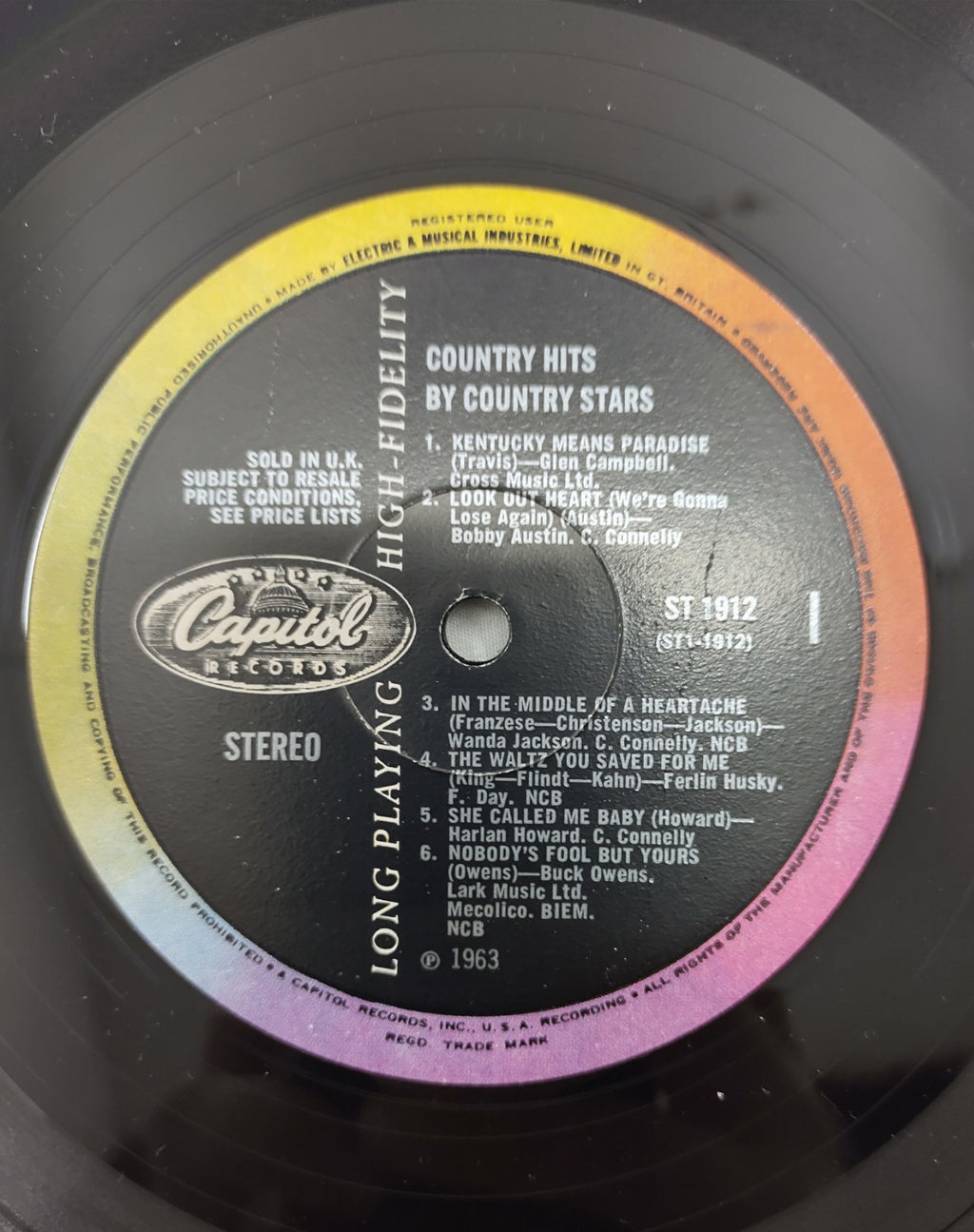 Country Hits by Country Stars LP 1963 Capitol ST-1912 Stereo