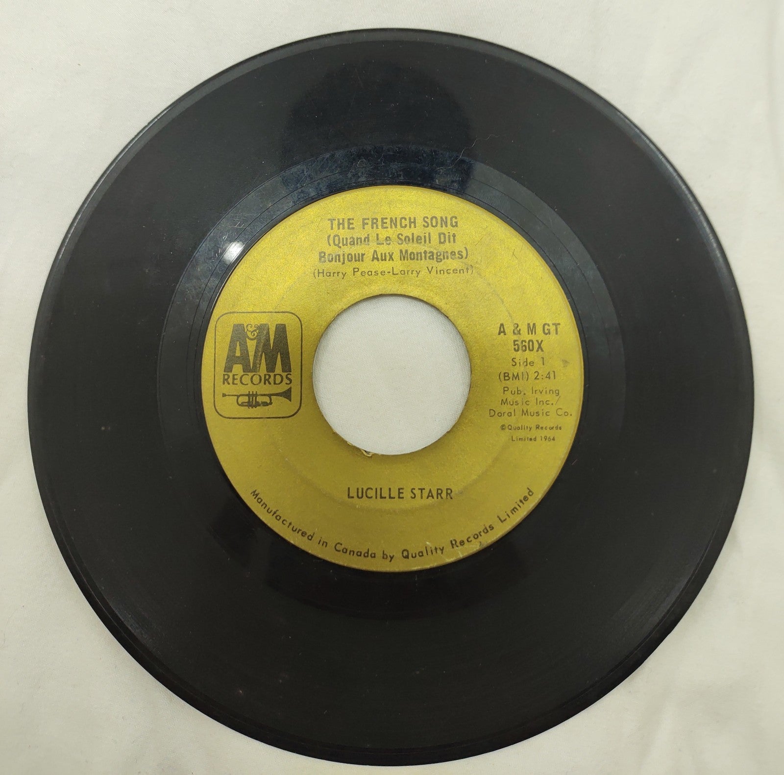 Lucille Starr – Sit Down and Write a Letter 7” A&M GT-560X Canada