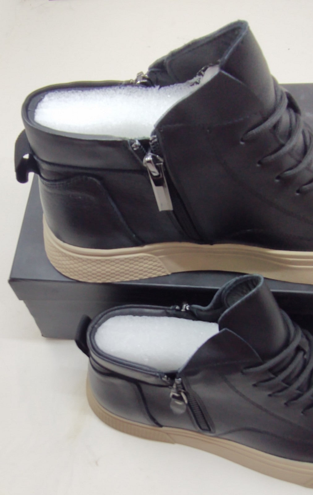 Snover AL6-11 Black Leather Ankle Sneakers Men's Casual Luxury Shoes