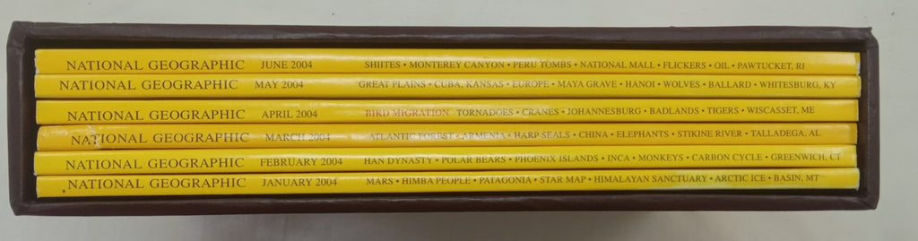 Nat Geo Jan–June 2004 | VG+ Magazine Set | Leatherette Slipcover | 6 Iss.