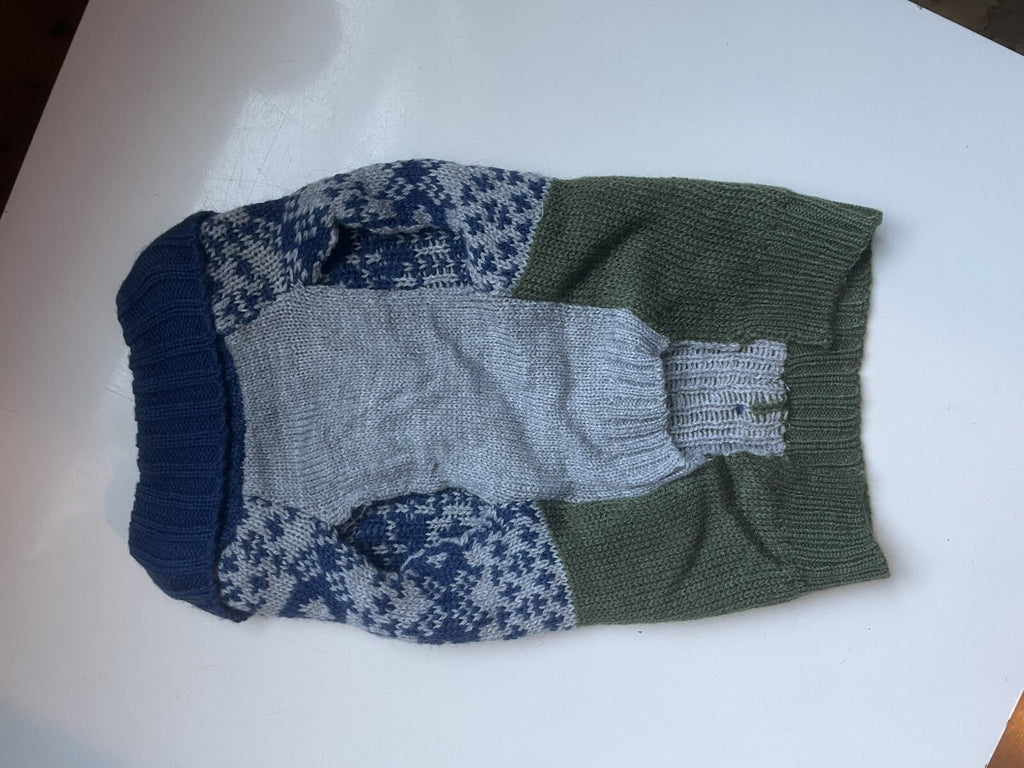 Fair Isle Knit Dog Sweater – Gray & Green XS Grandpa Style Pet Clothing