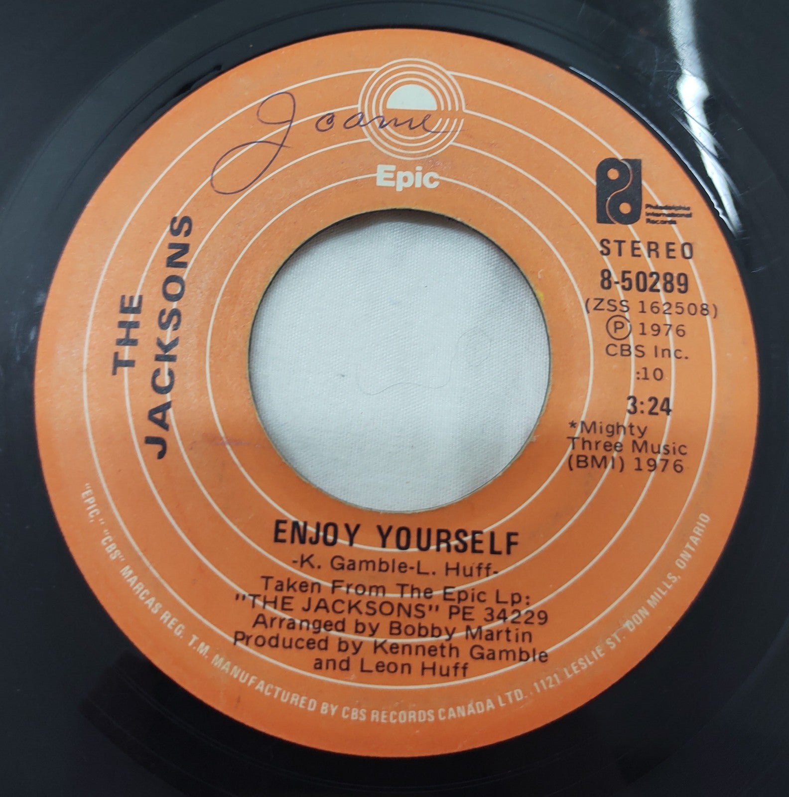 The Jacksons: Enjoy Yourself / Style of Life 45 RPM Vinyl Epic 8-50289