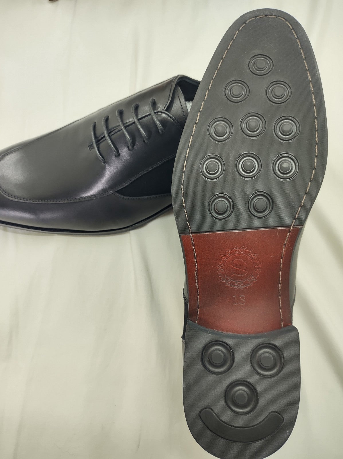 Snover Men’s Black Leather Oxford Dress Shoes Size 13 Lace-Up Formal NWT