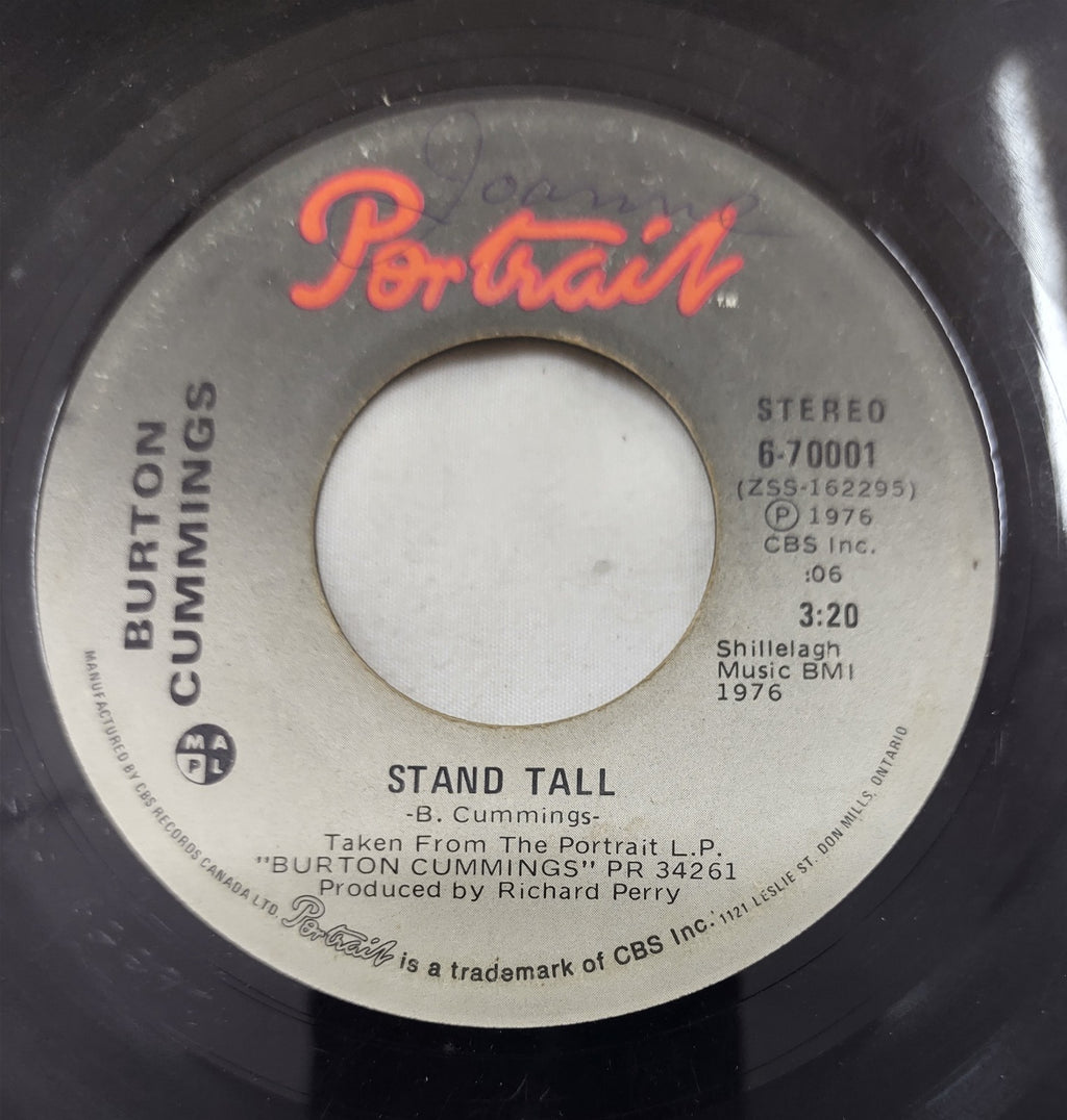 Burton Cummings – Stand Tall 7” Portrait 6-70001 Canada 1976 Guess Who