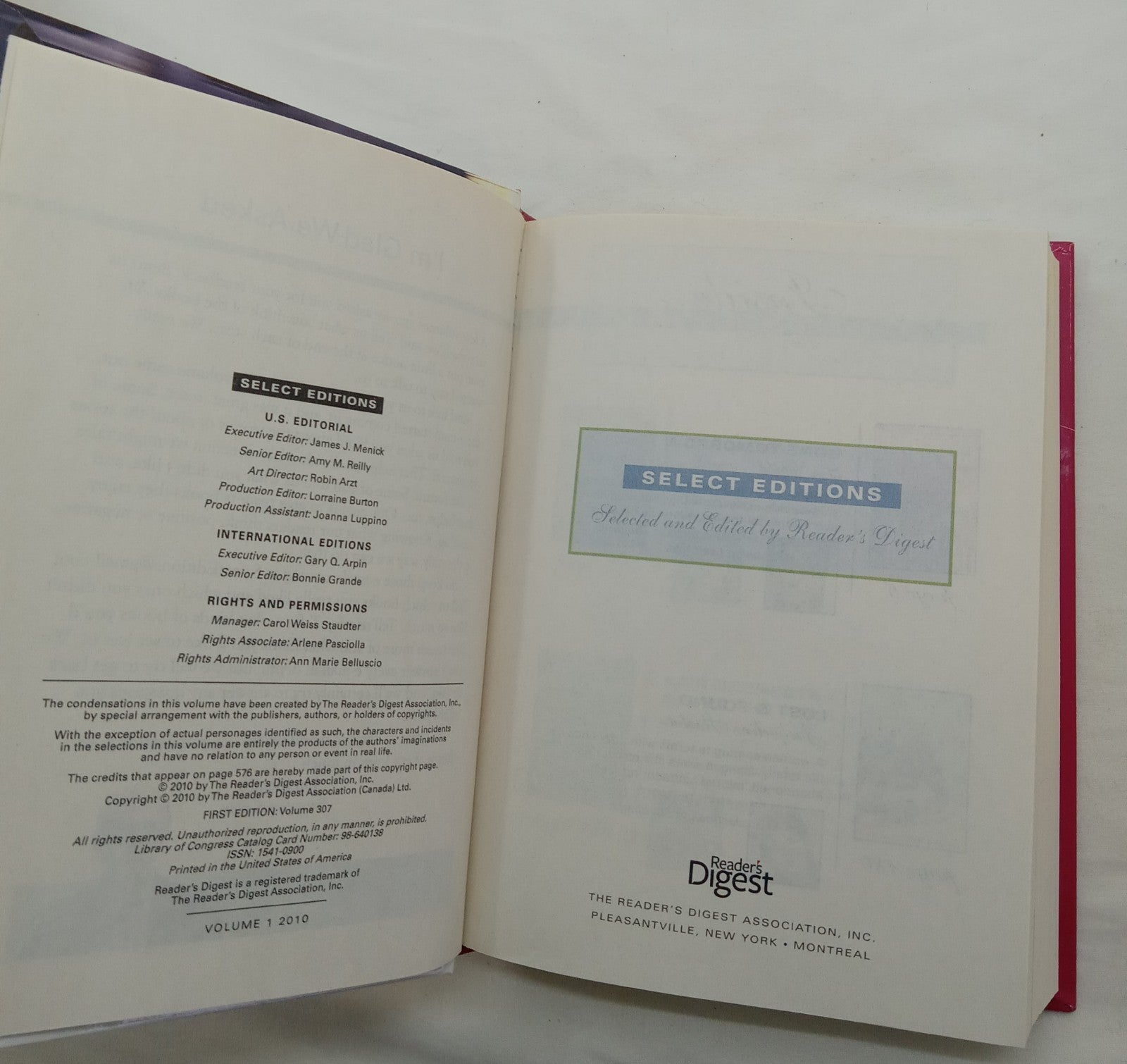 Readers Digest Select Editions Hardcover With Dust Jacket Volume 1