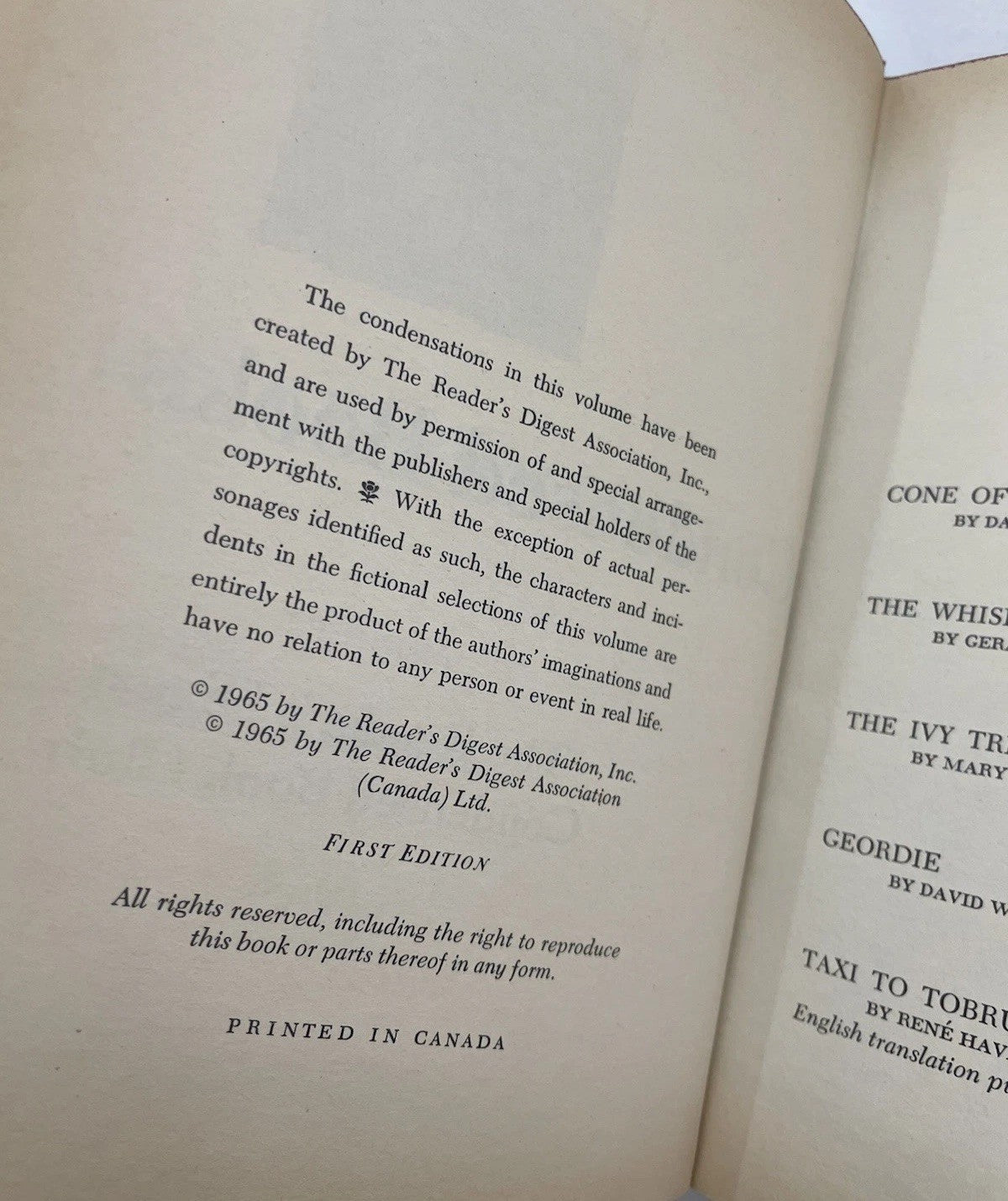 Vintage Hardcover Readers Digest Condensed Books 1965 First Edition