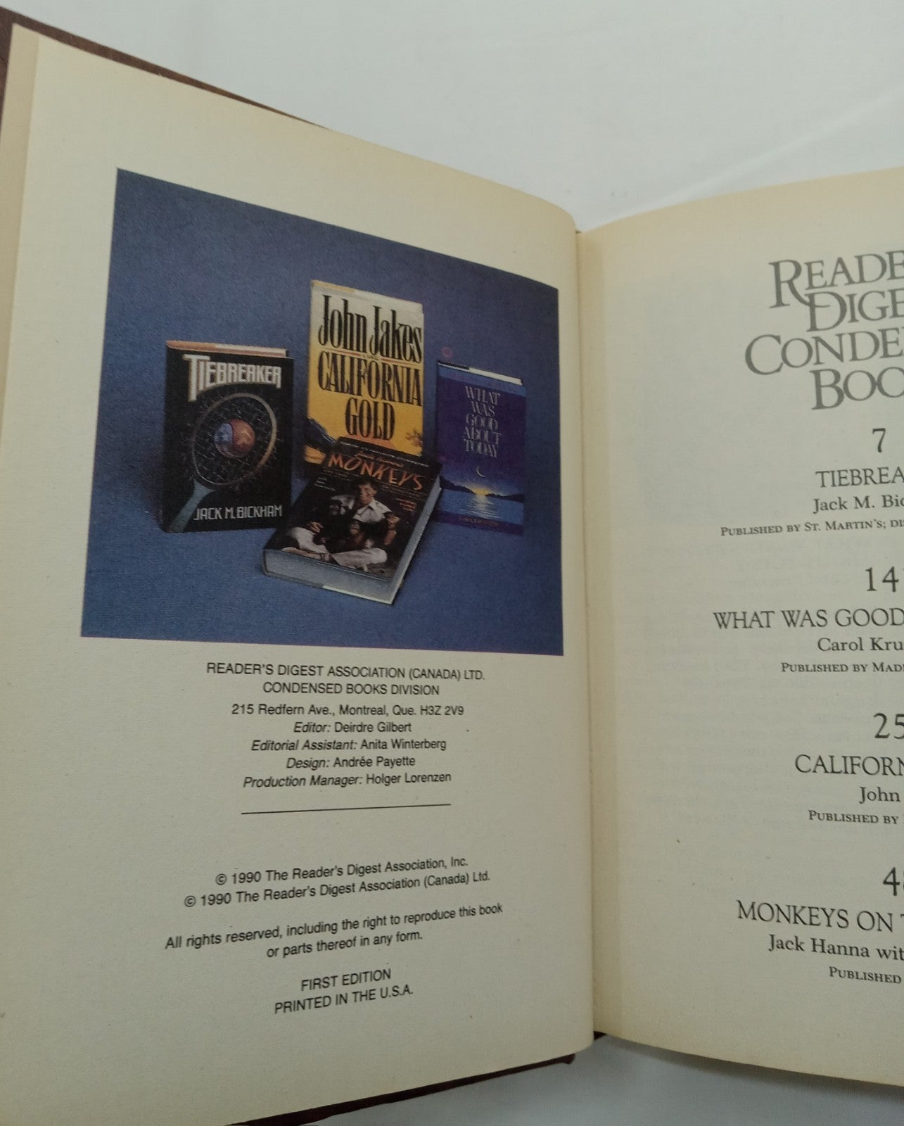 1990 Reader's Digest Condensed 1st Ed HC Leather Gilt Vtg NM Anthology