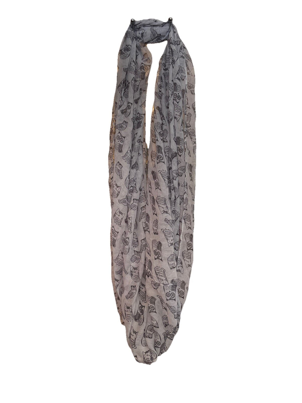 White Owl Print Infinity Scarf Lightweight Fun Animal Novelty Wrap Soft