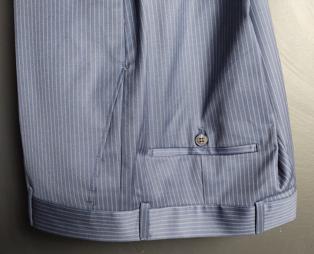 Snover Blue Pinstripe Suit Men's 38 Jacket/34W Pants 2-Pc Sharp Fit