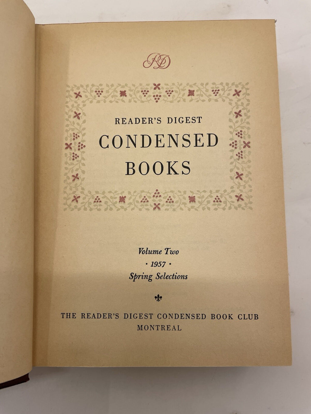 Readers Digest Condensed Books Vol 2 1957 Spring HC - Near Mint