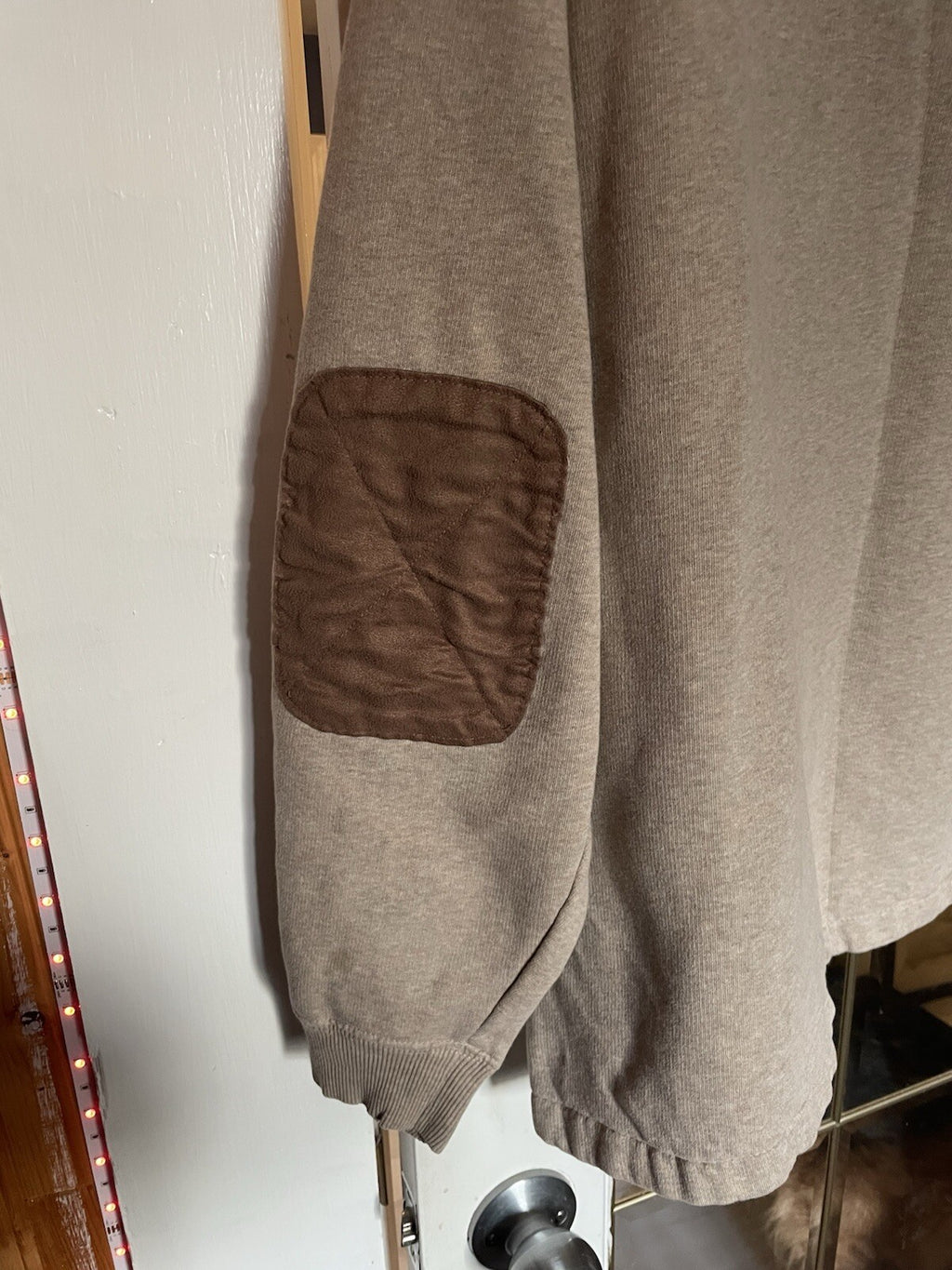 Woolrich Half Zip Elbow Patch Tan Sweater Cotton Men's XL Casual Knit