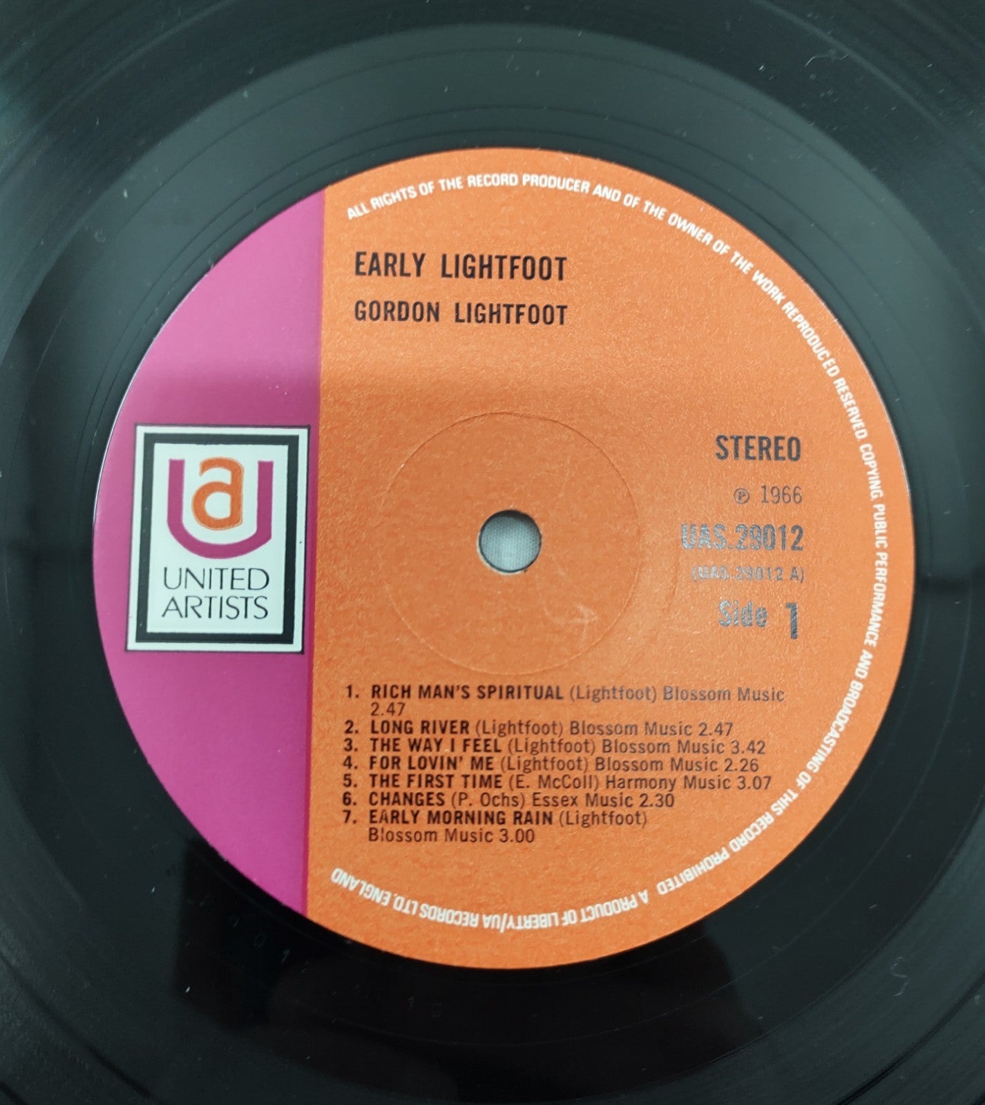 Gordon Lightfoot – Early Lightfoot LP 1969 United Artists VG