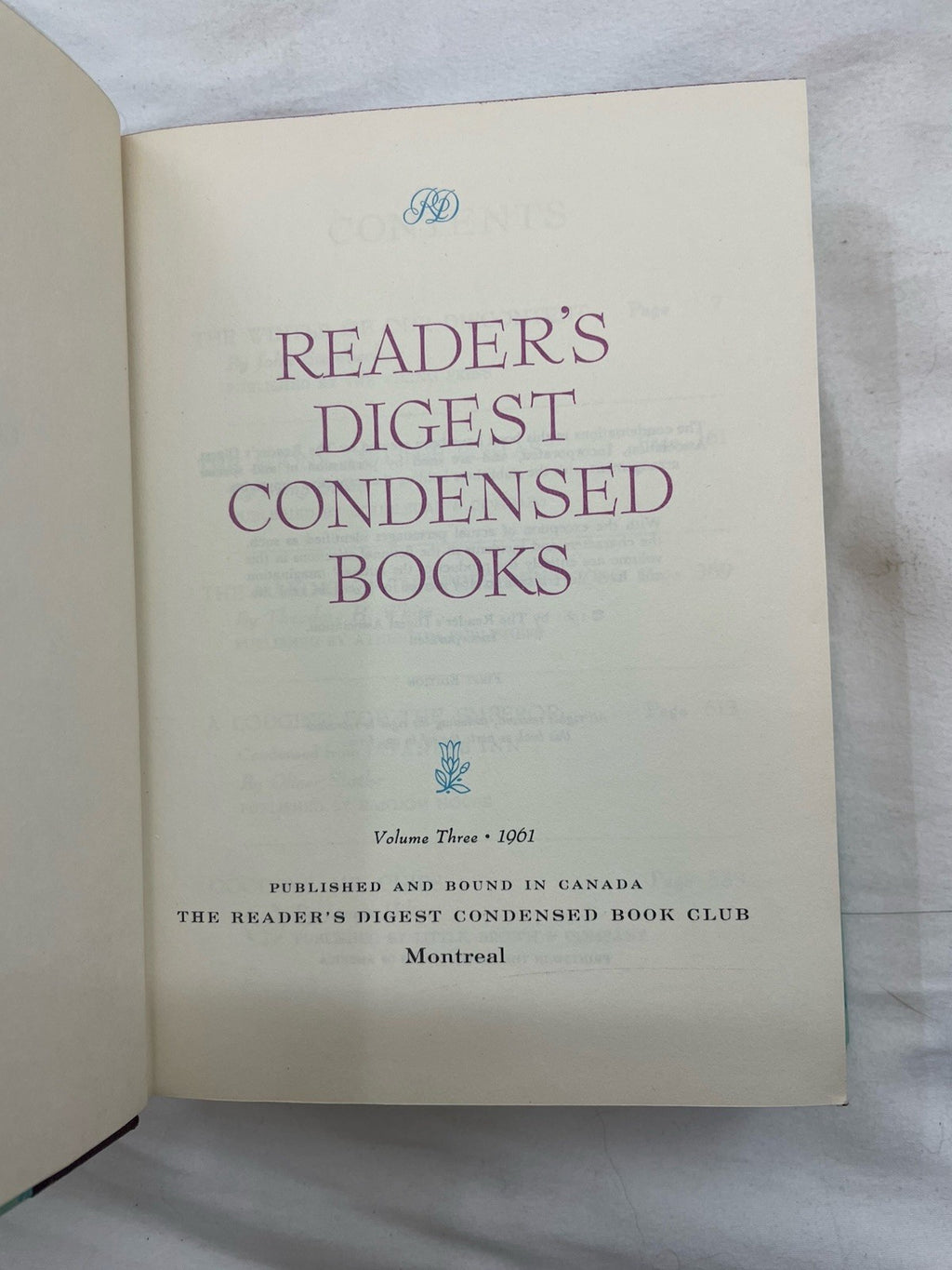Readers Digest Condensed Books Vol 3 (1961) 1st Ed Slipcover - Rare Collectible