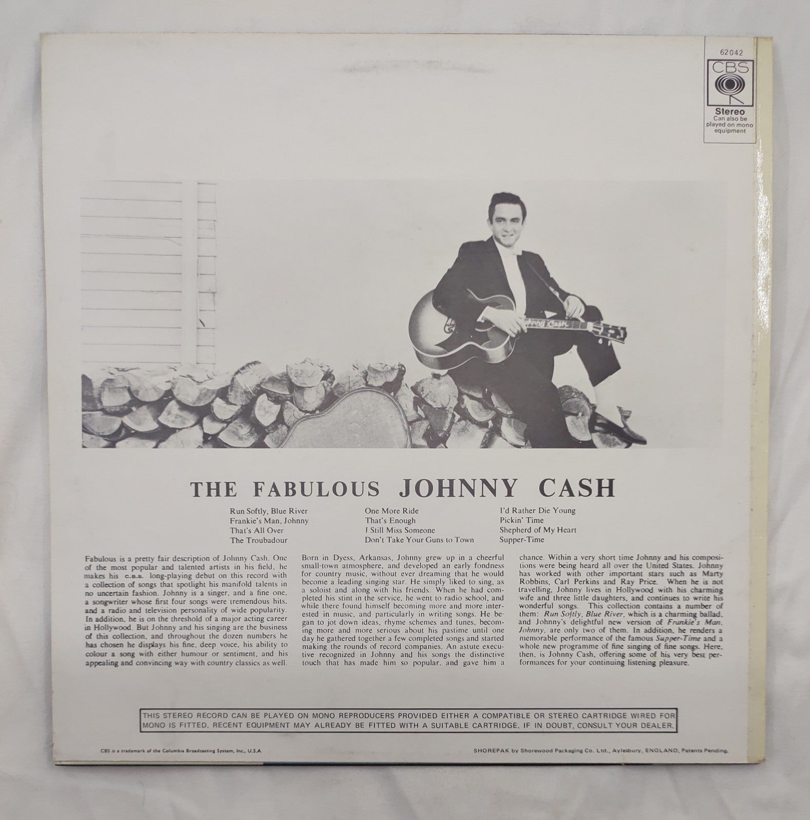 The Fabulous Johnny Cash LP UK Press CBS SBPG-62042 Country Rockabilly Vinyl