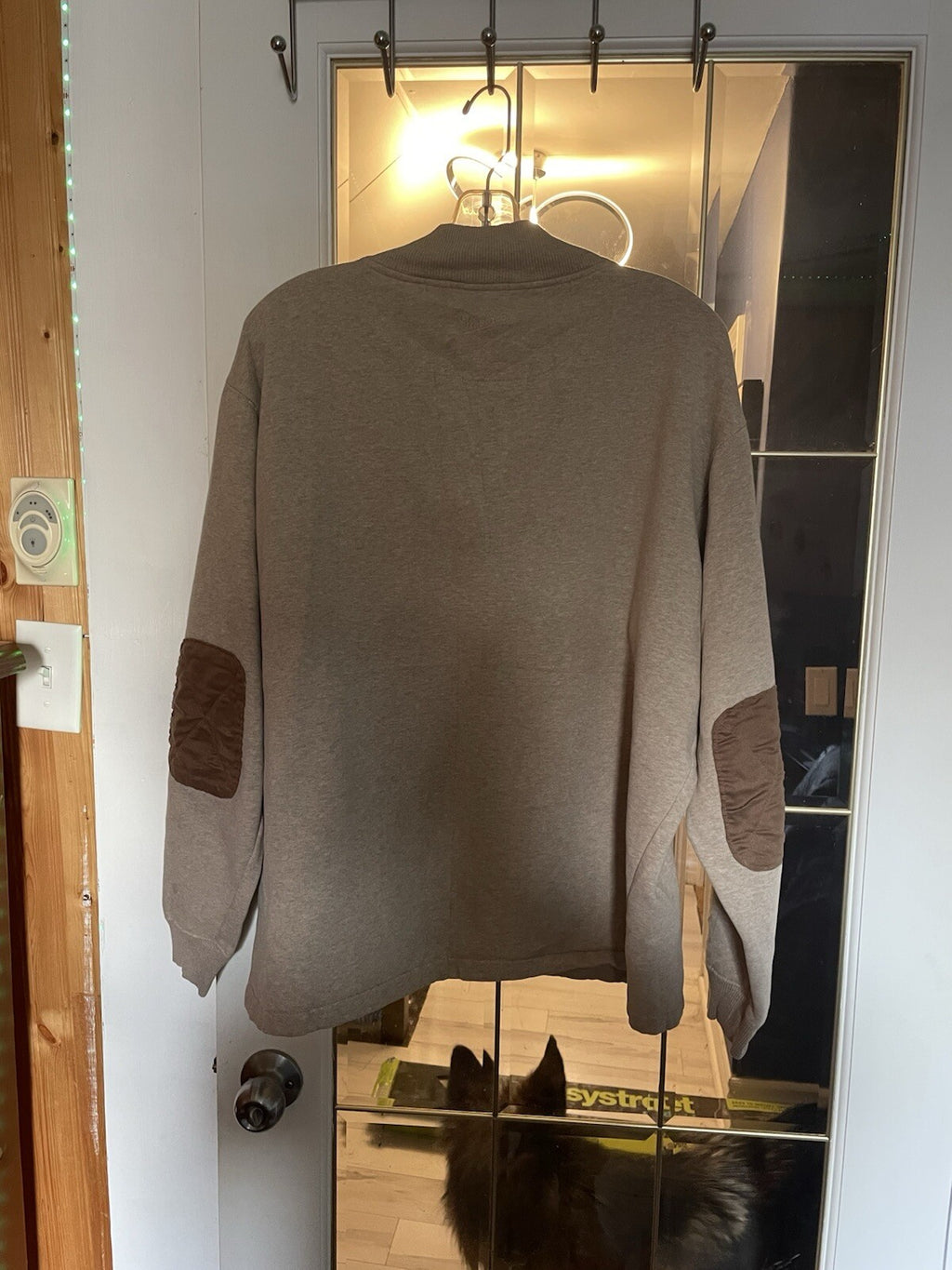 Woolrich Half Zip Elbow Patch Tan Sweater Cotton Men's XL Casual Knit