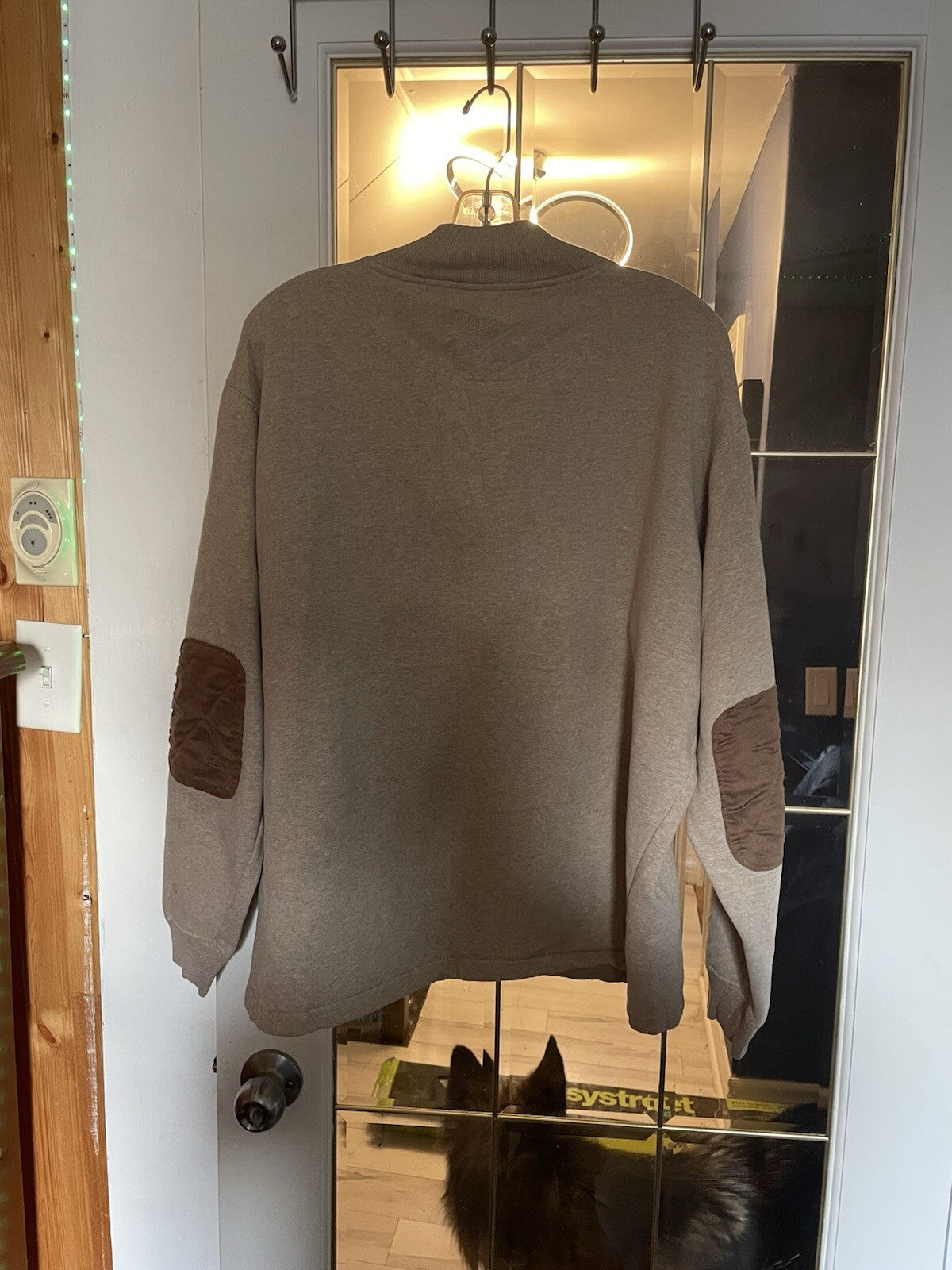 Woolrich Half Zip Elbow Patch Tan Sweater Cotton Men's XL Casual Knit