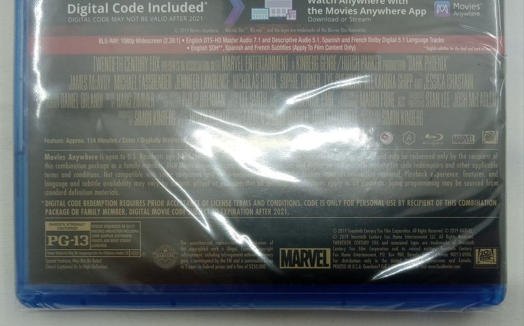 X-Men Dark Phoenix Blu-ray Digital Code Marvel Movie NEW Sealed