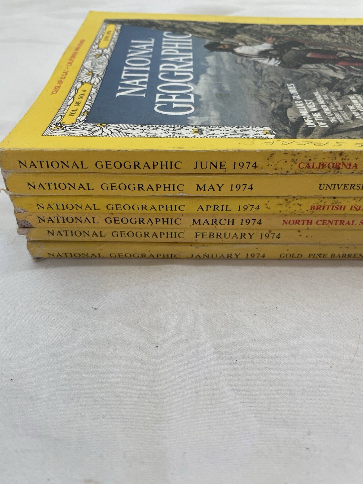 Nat Geo Mag Lot Jan–Jun 1974 Slipcvr Set Vtg Wildlife World Decor RARE