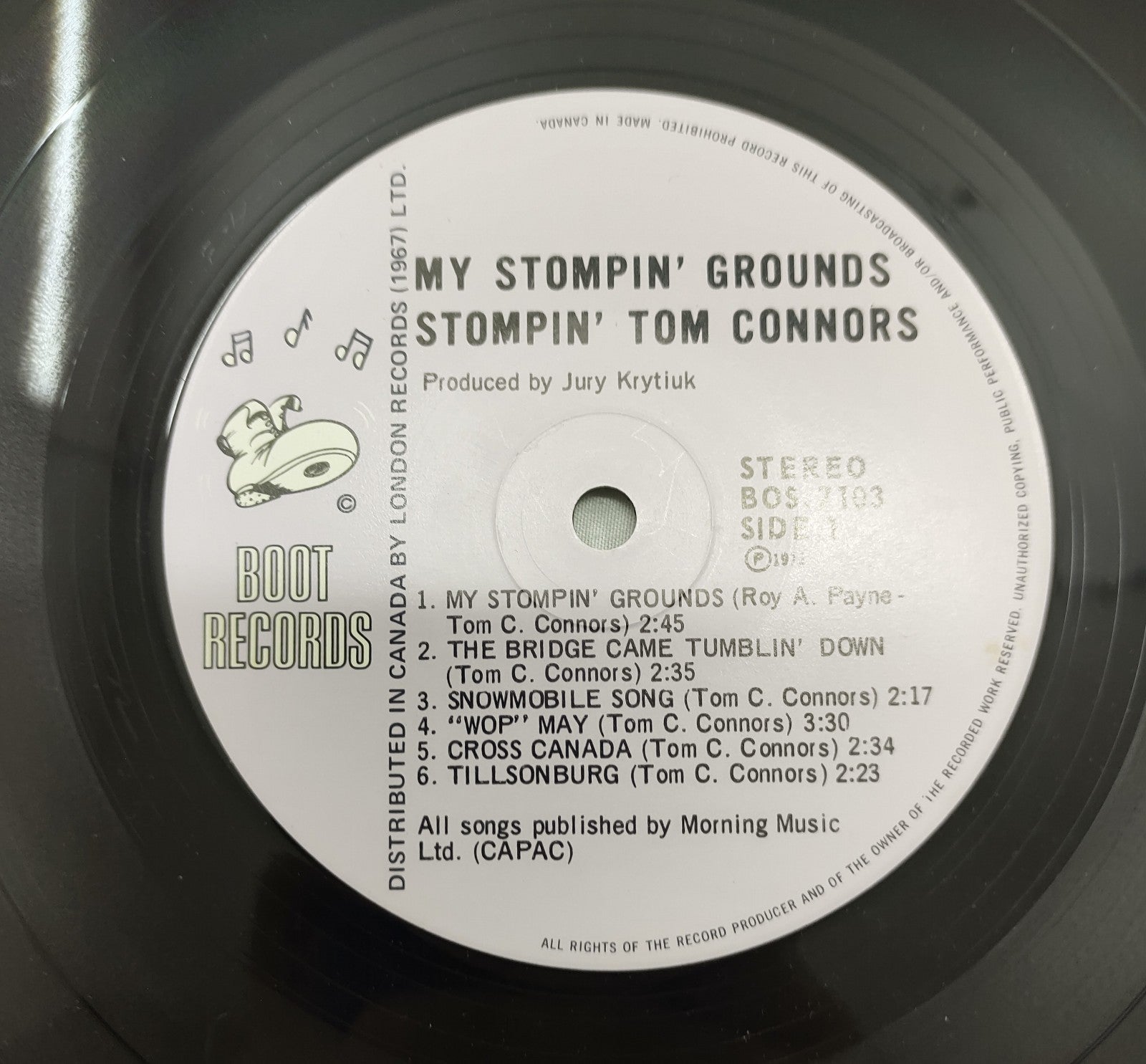 Stompin’ Tom Connors – My Stompin’ Grounds LP 1971 Boot Records BOS-7103