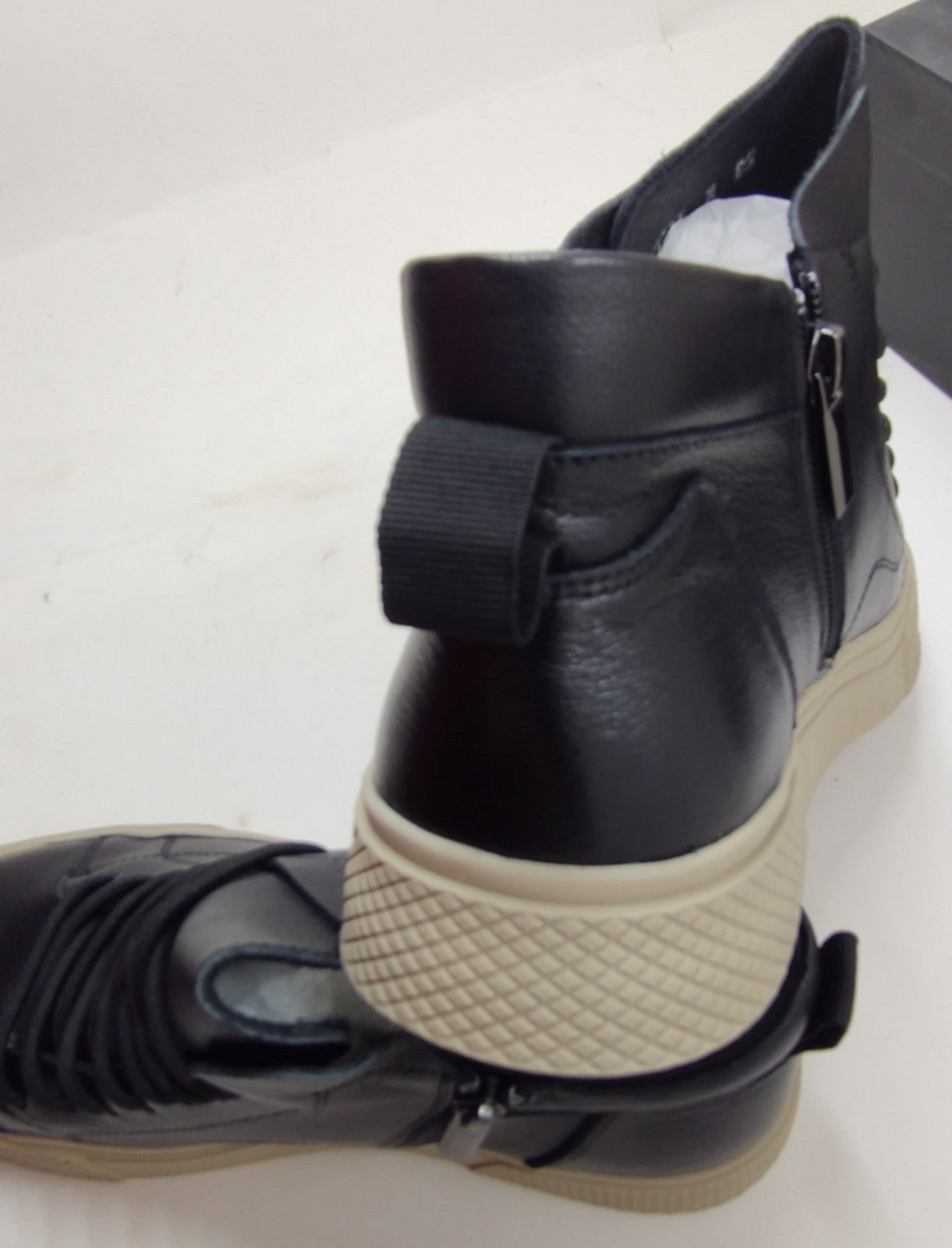 Snover AL6-11 Black Leather Ankle Sneakers Men's Casual Luxury Shoes