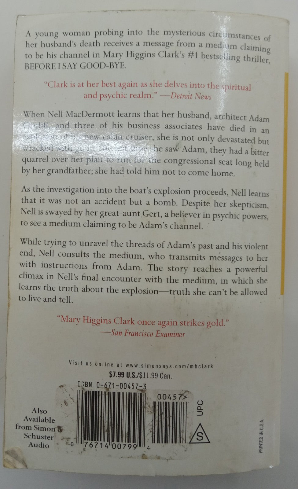 Before I Say Good-Bye Mary Higgins Clark Crime Thriller Bestseller