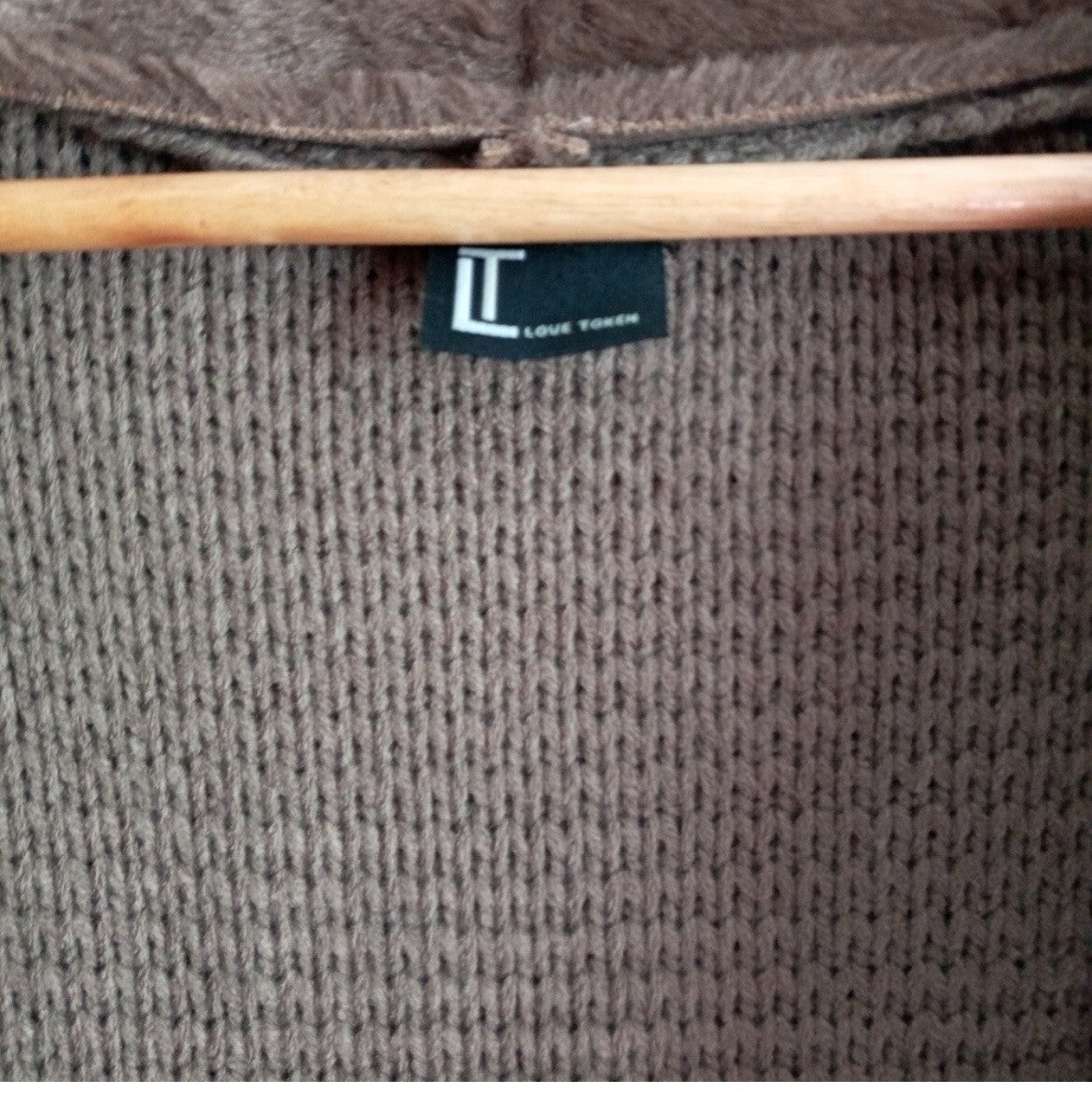 Love Token Harlow Faux Fur Knit Cardigan M Luxe Soft Neutral Winter Fall