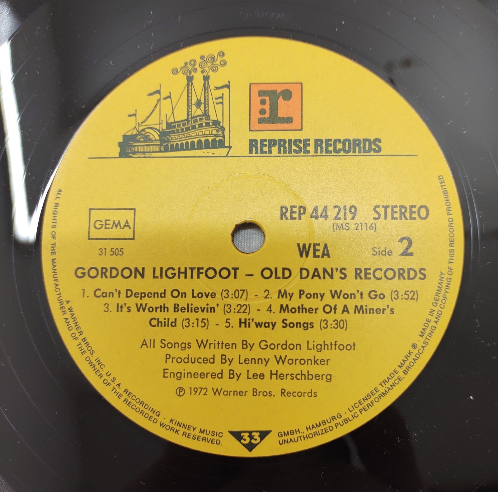 Gordon Lightfoot - Old Dan's Records (1972) Reprise MS 2116 Vinyl LP Album Folk