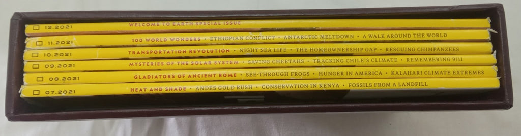National Geographic Jul–Dec 2021 | 6 VG+ Issues | Faux Leather Slipcase