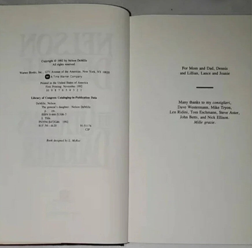 The Generals Daughter Hardcover Novel By Nelson Devilled