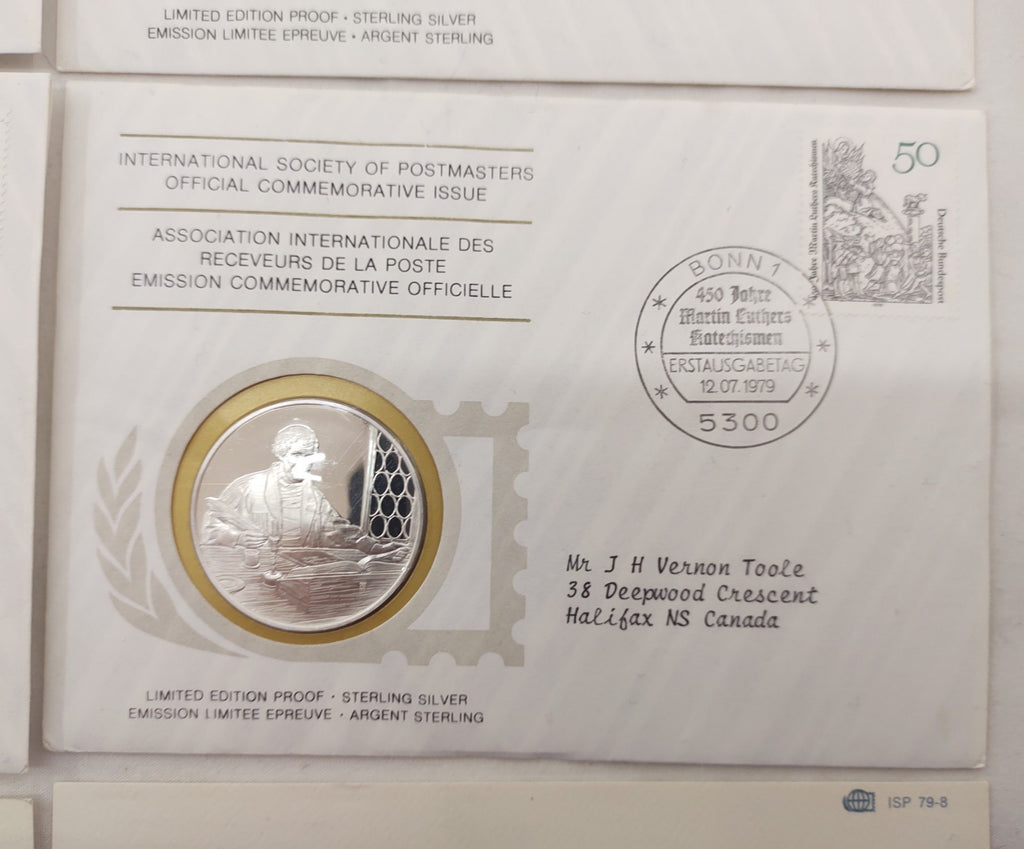 1979 Postmasters Sterling Silver Medallion First Day Covers Set of 4